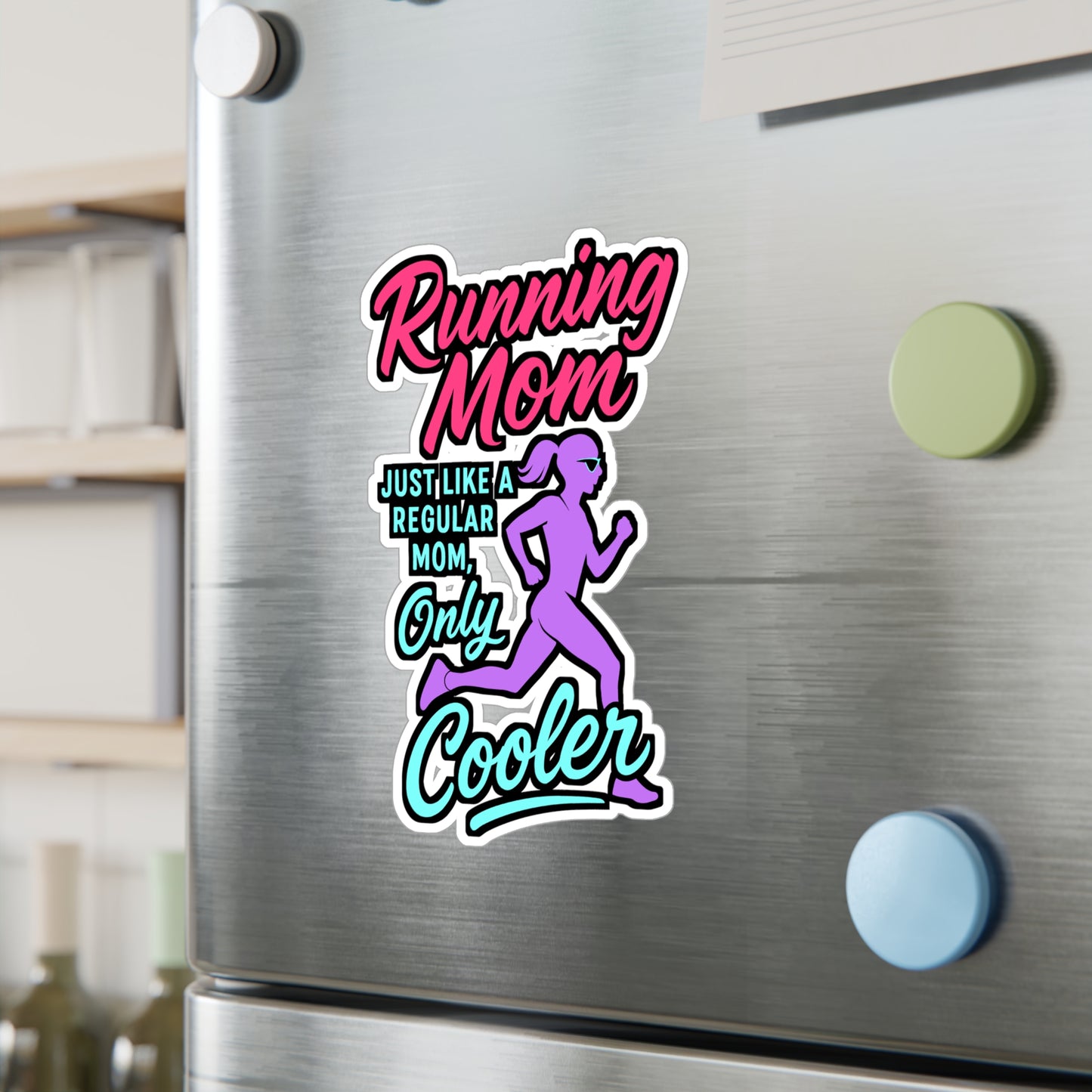Running Mom – Just Like a Regular Mom Only Cooler | Vinyl Running Sticker for Laptop or Water Bottle | Marathon Gift for Runners