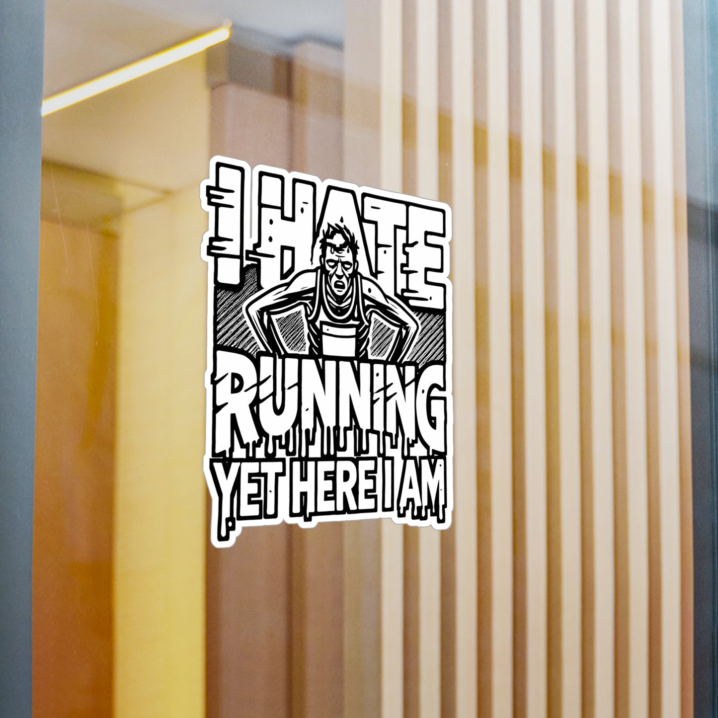 I Hate Running Yet Here I Am – Vinyl Running Sticker for Laptop or Water Bottle | Funny Runner Gift, Motivational Decal