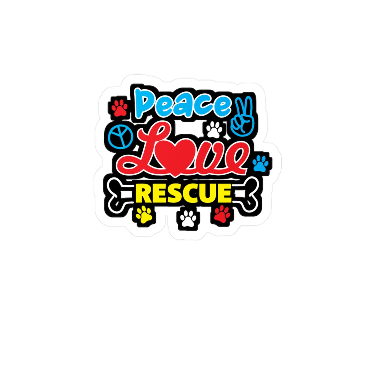 Peace Love Rescue - Animal-rescue Sticker for Laptop Sticker. Water Bottle Sticker, Vinyl Rescuer Decal - Animal-rescue Gift