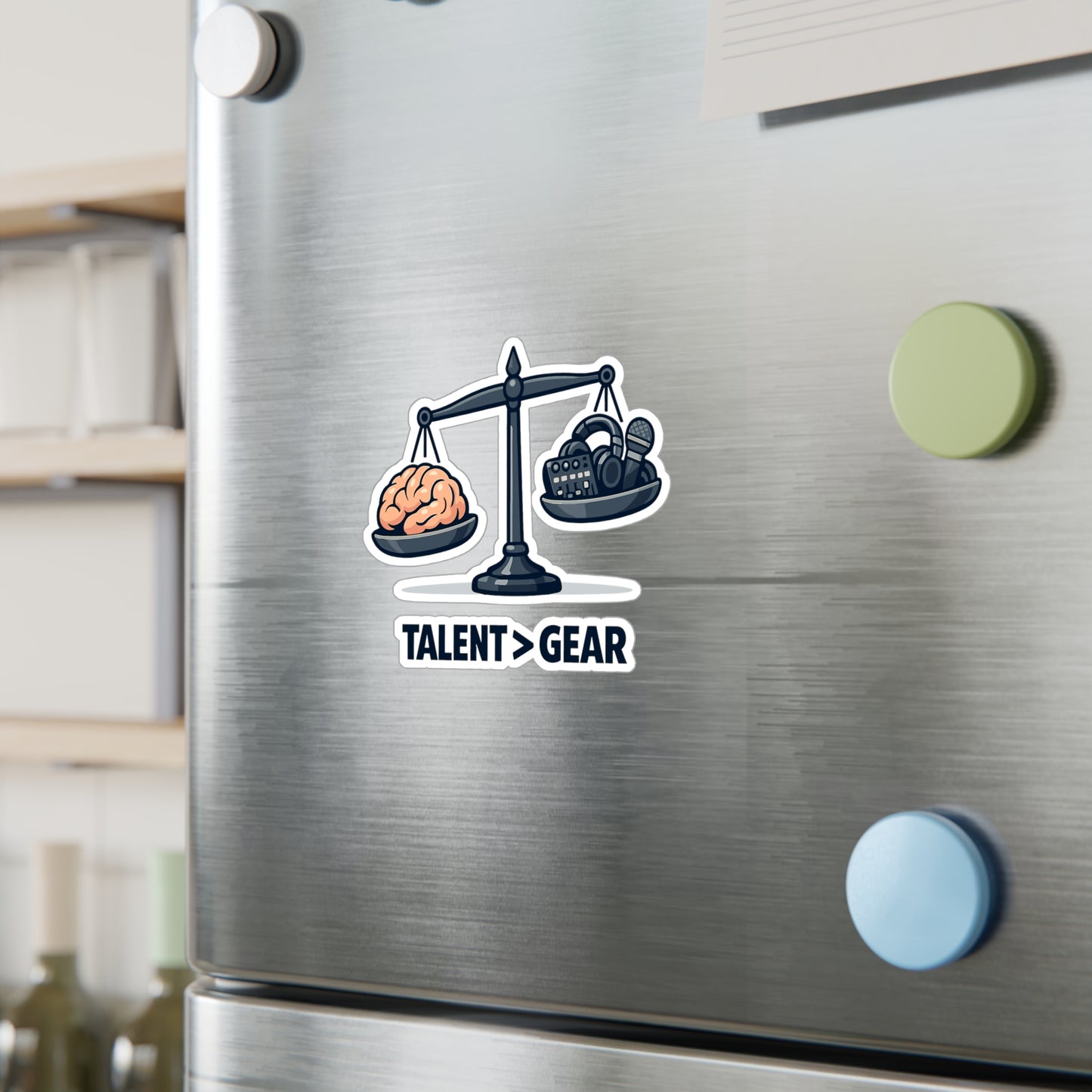 Audio Engineer Sticker Talent > Gear – Waterproof Vinyl Decals for Laptop or Water Bottle, Funny Sound Engineer Audio Technician Monitor Design