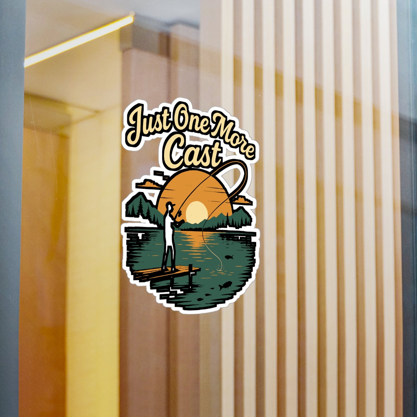 Fishing Sticker – "Just One More Cast" Decals for Fisherman, Angler & Angling Fans | Waterproof Vinyl for Laptop, Water Bottle