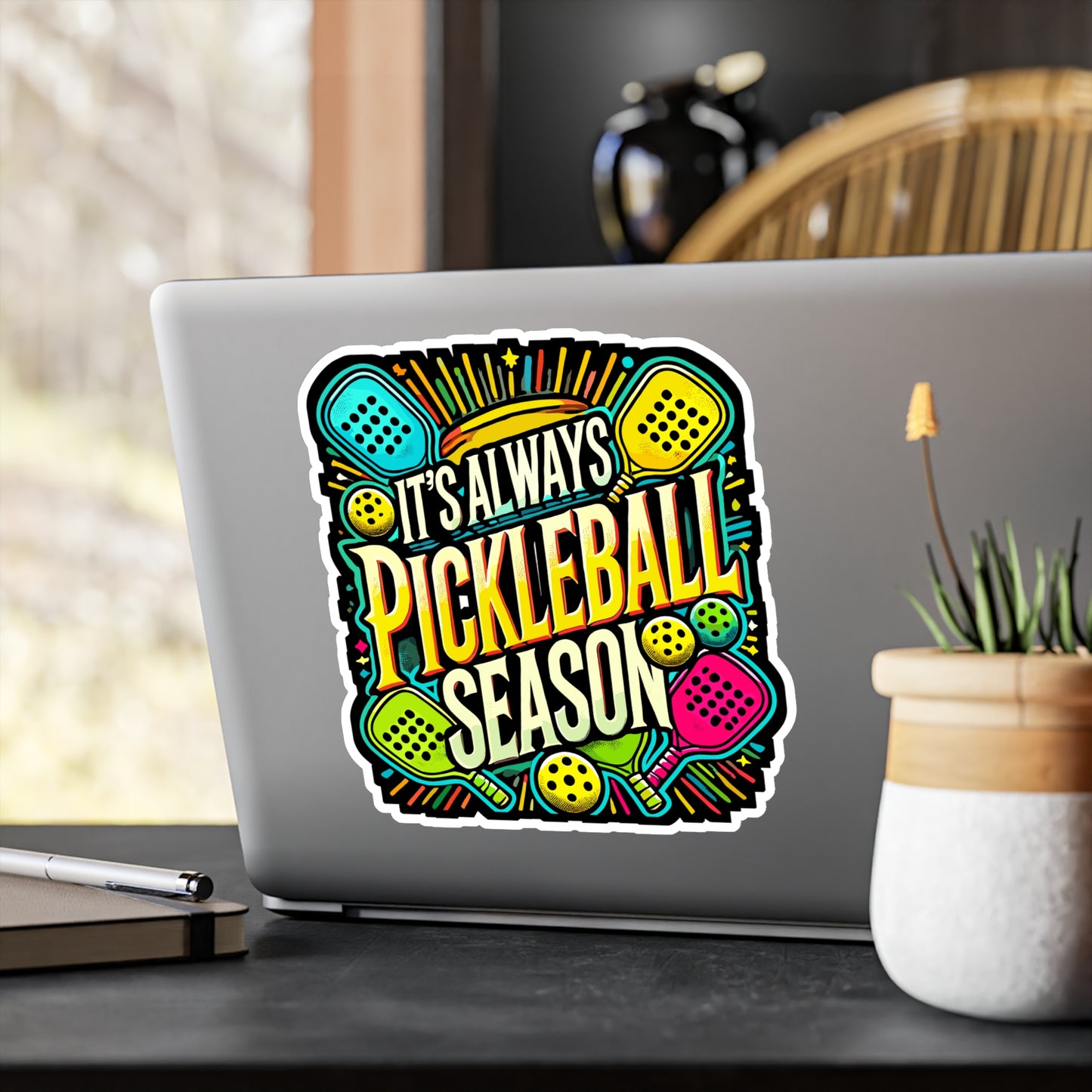 It's Always Pickleball Season - Pickleball Sticker for Laptop Sticker. Water Bottle Sticker, Vinyl Dink Decal - Pickleball Gift