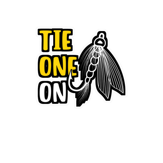 Tie One On Fly Fishing | Fishing Sticker | Angling Decals | Lake Laptop Sticker | Fishing Gift | Angling Gift