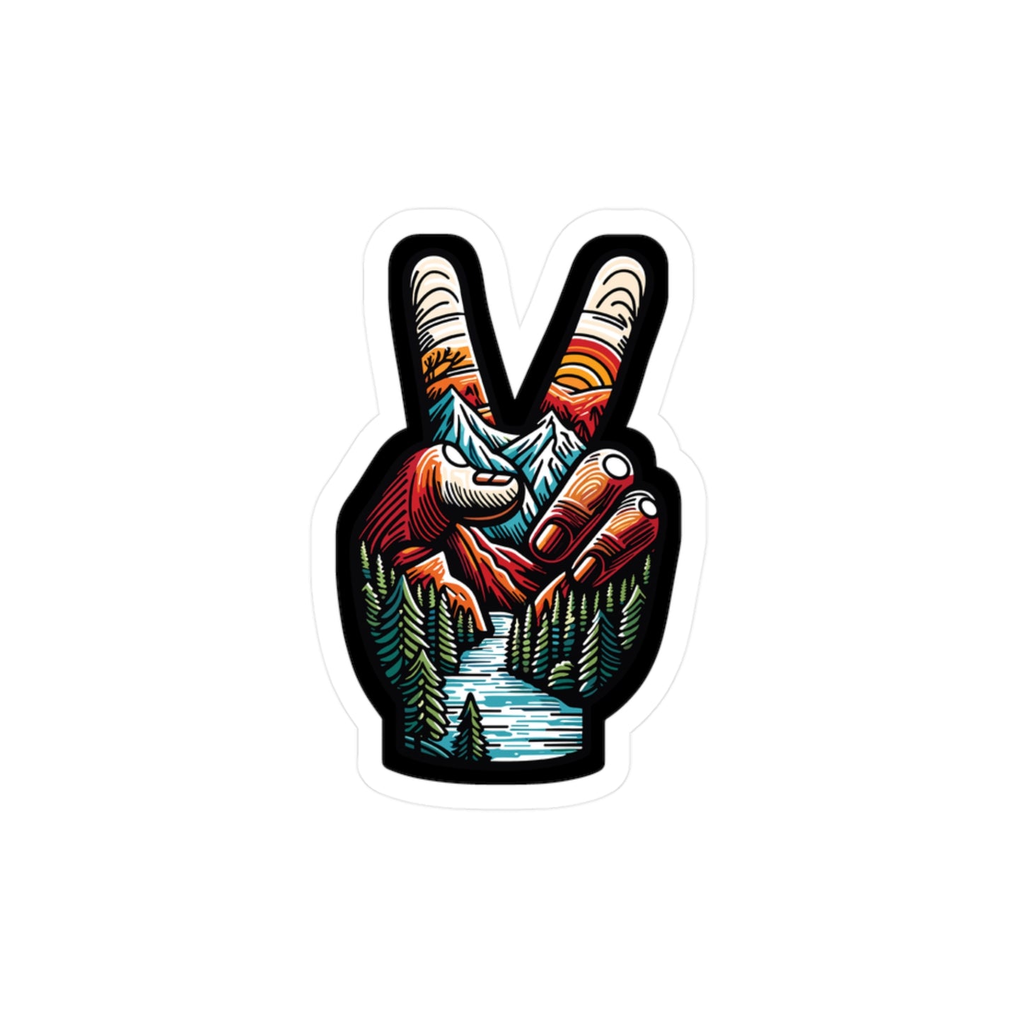 Peace Outdoor Forest Camping - Camping Sticker for Laptop, Wall Sticker. Water Bottle Sticker, Vinyl Adventure Decal - Camping Gift