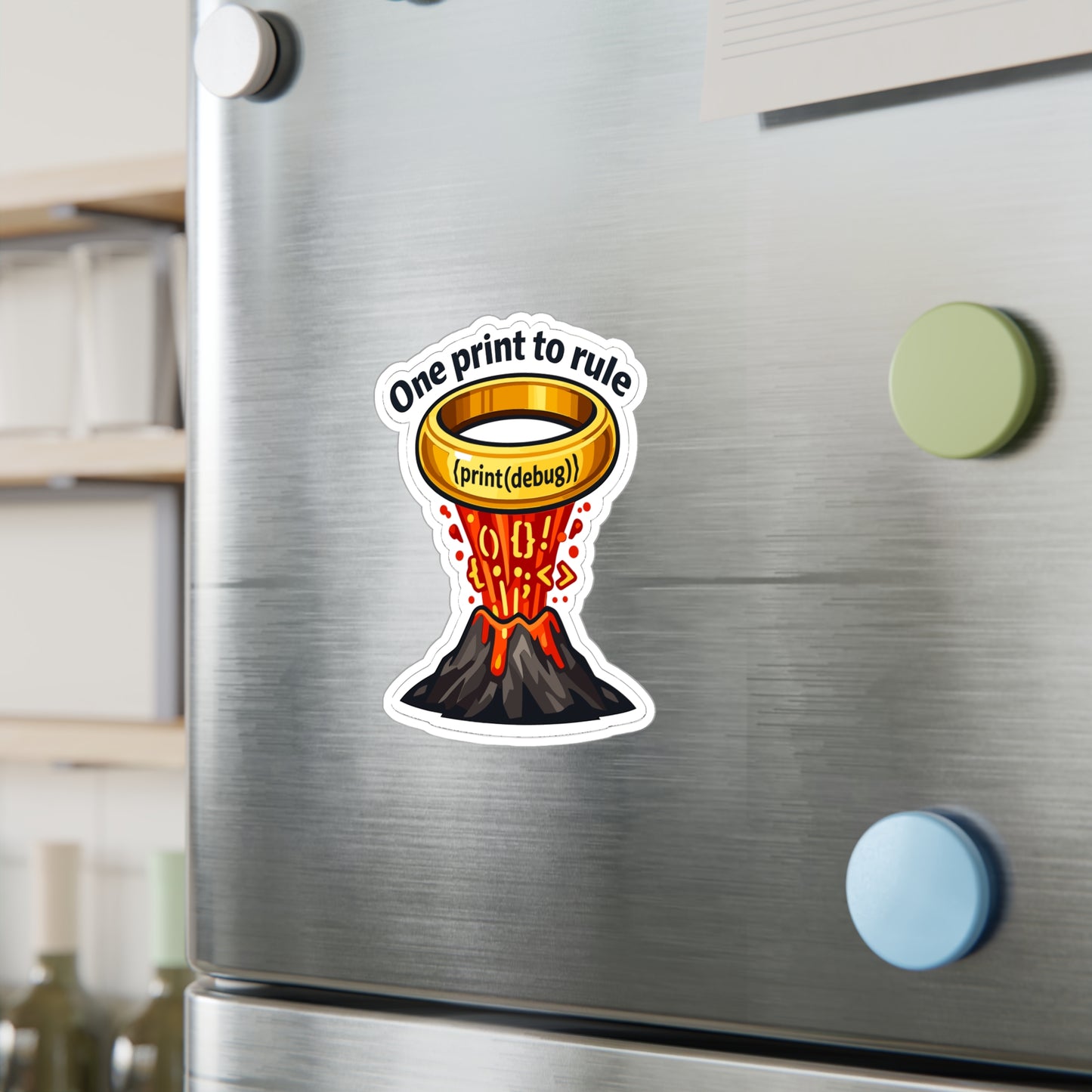 Coding Sticker "One Print to Rule" – Funny Programmer Source Code Semicolon decals, Waterproof Vinyl for Laptop or Water Bottle