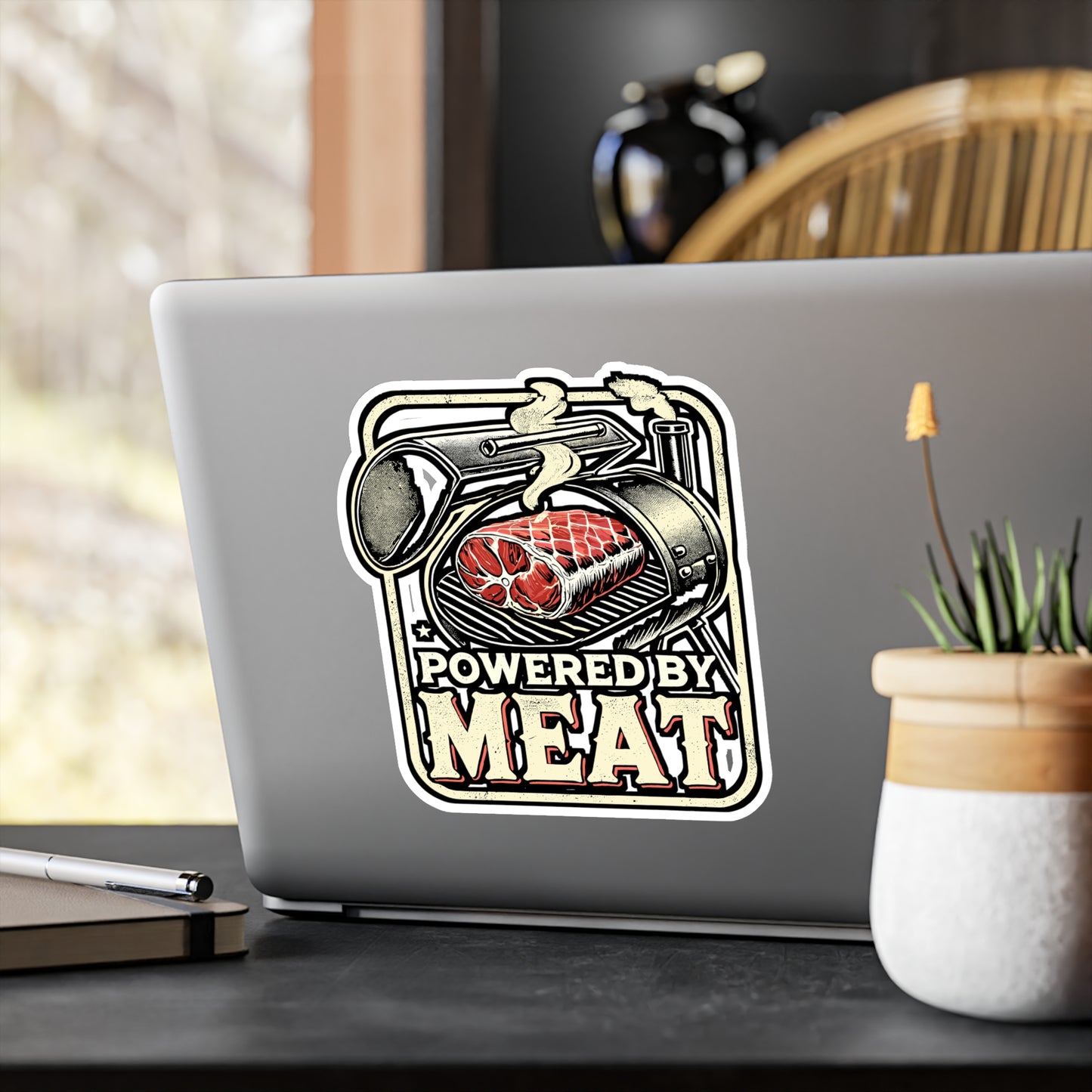 Powered By Meat – Carnivore Vinyl Decal for Car, Laptop & Water Bottle | Beef & Lamb Gift for Meat Lovers