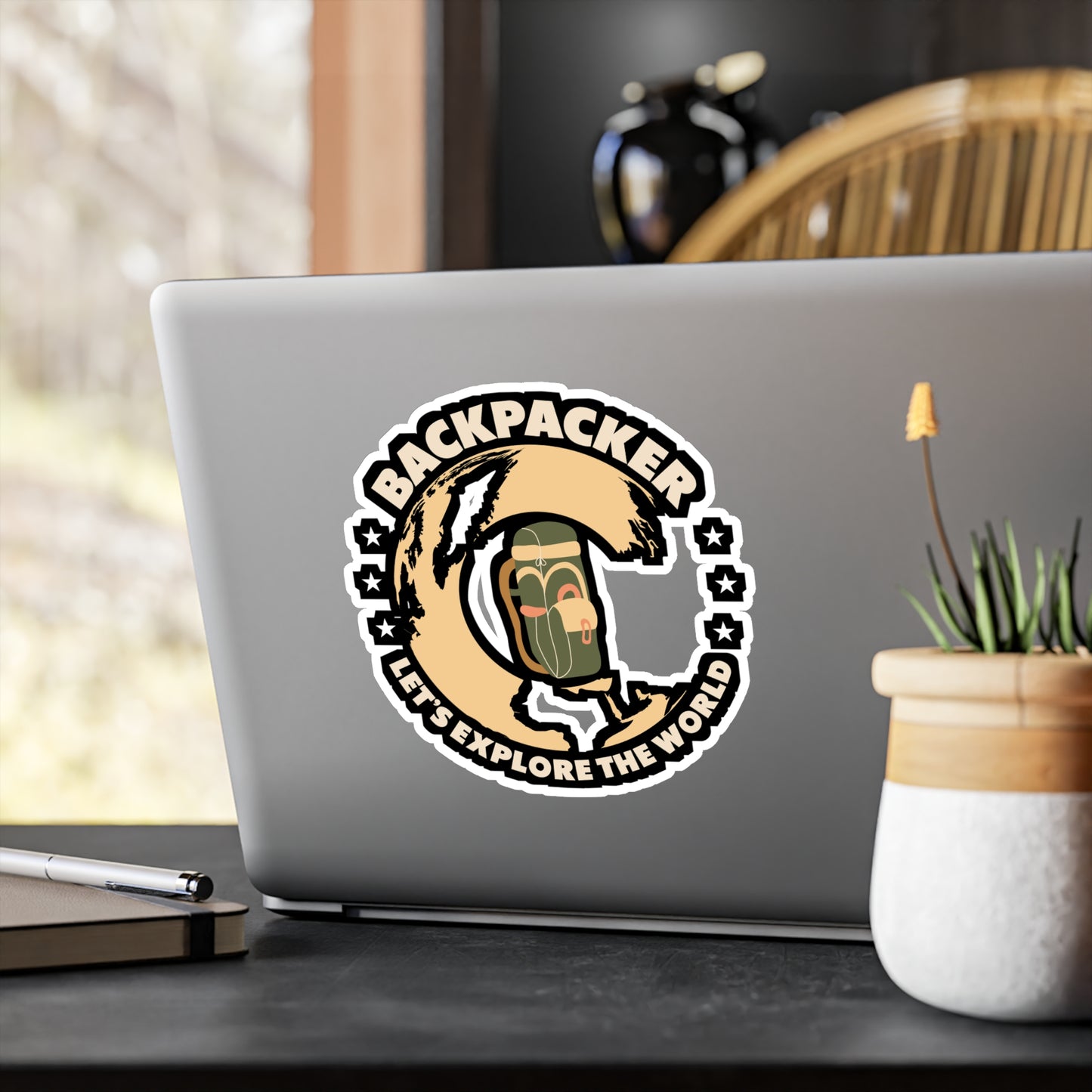 Backpacker Lets Explore The World - Backpacking Sticker for Laptop Sticker. Water Bottle Sticker, Vinyl Hiking Decal - Backpacking Gift