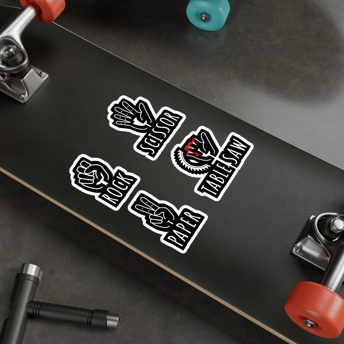 Rock Paper Scissor Table Saw - Carpenter Sticker for Laptop Sticker. Water Bottle Sticker, Vinyl Woodworker Decal - Carpenter Gift