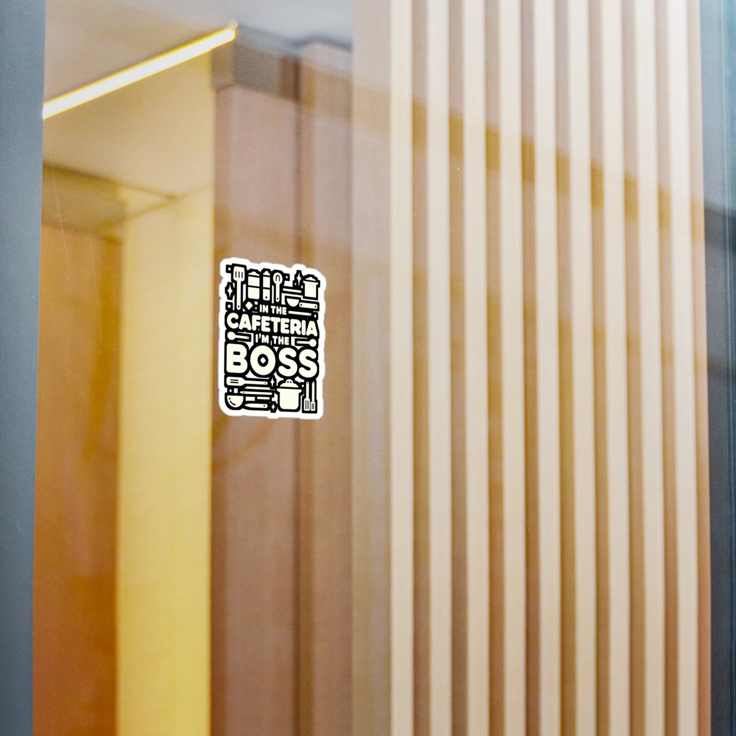 In the cafeteria, I'm the boss - Lunch lady Sticker for Laptop Sticker. Water Bottle Sticker, Vinyl Lunch Decal - Lunch lady Gift