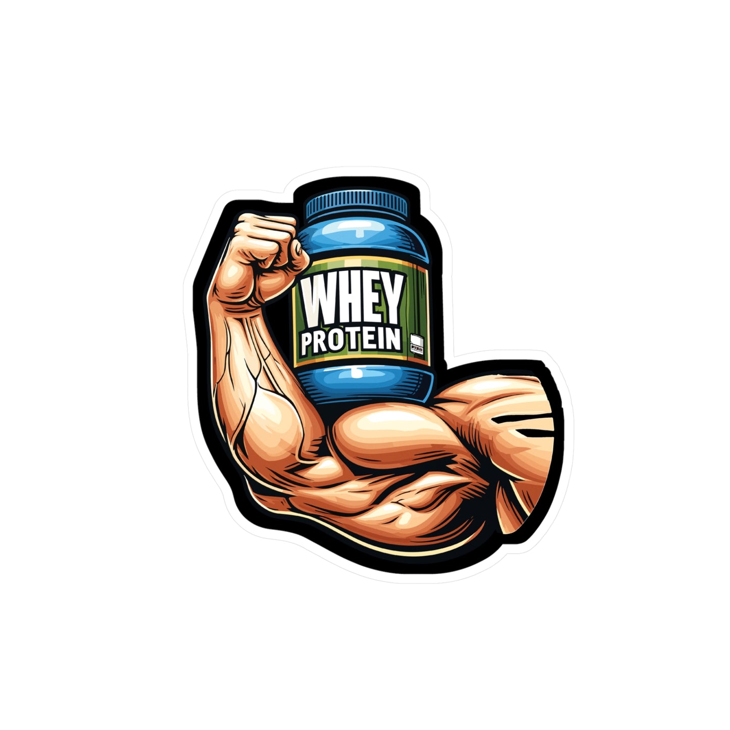 Whey Protein Muscle - Workout Sticker for Car Window Laptop Sticker. Water Bottle Sticker, Vinyl Protein Decal, Whey Sticker - Workout Gift