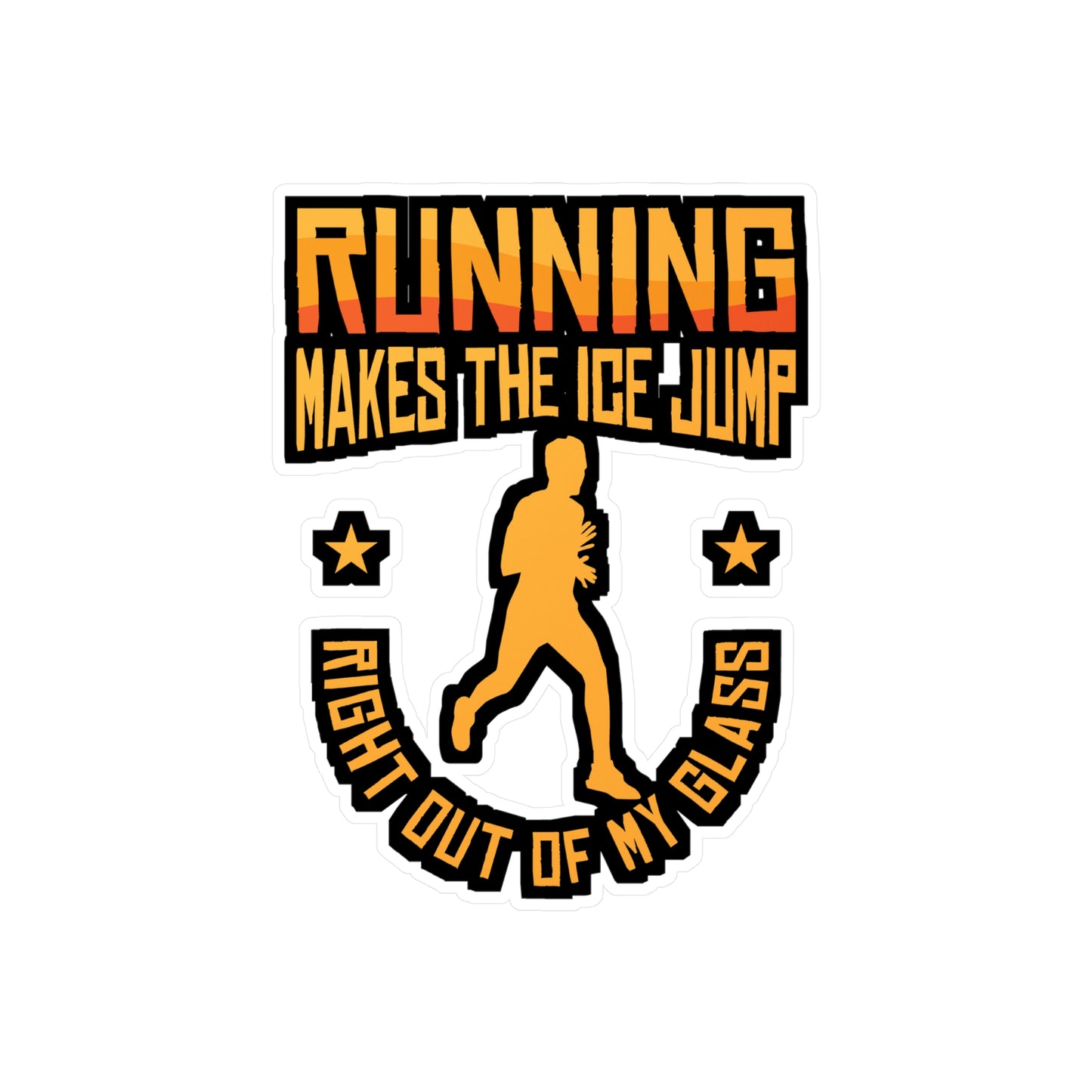 Running Makes The Ice Jump - Marathon Sticker for Laptop Sticker. Water Bottle Sticker, Vinyl Running Decal - Marathon Gift