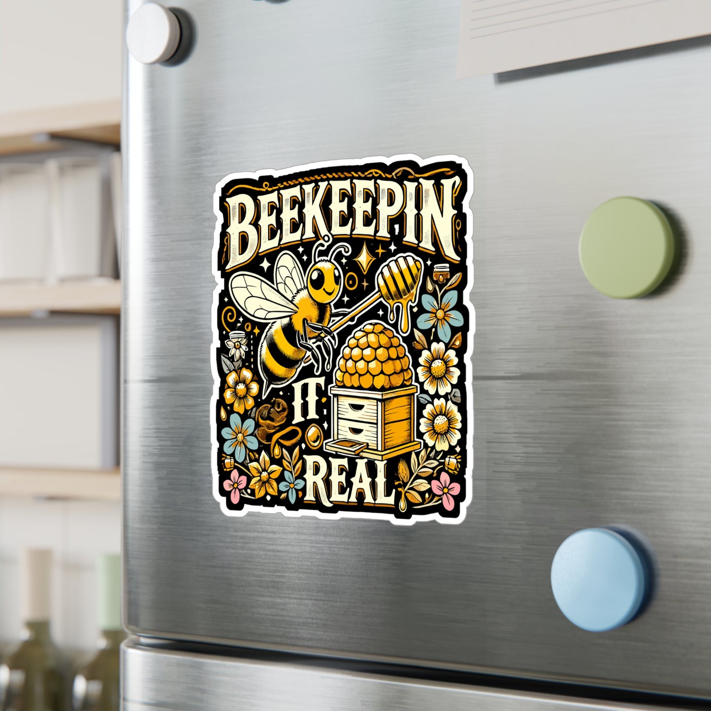 Beekeepin' It Real - Beekeeping Sticker for Laptop Sticker. Water Bottle Sticker, Vinyl Honeybee Decal - Beekeeping Gift