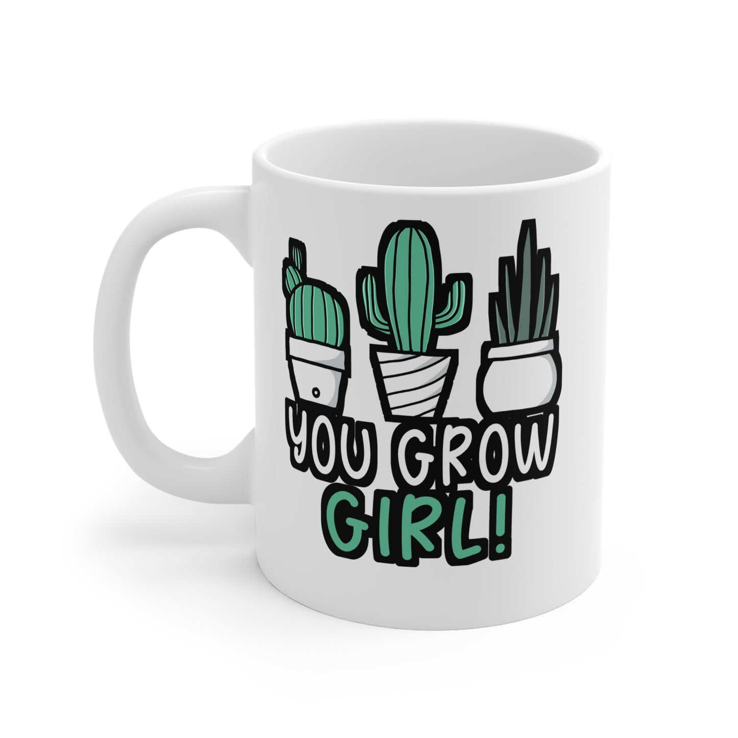 You Grow Girl - Gardening Mug for Coffee 11oz. Gardening Cup, White ceramic, Compost Mug, Herbs Tea Cup - Gardening Gift