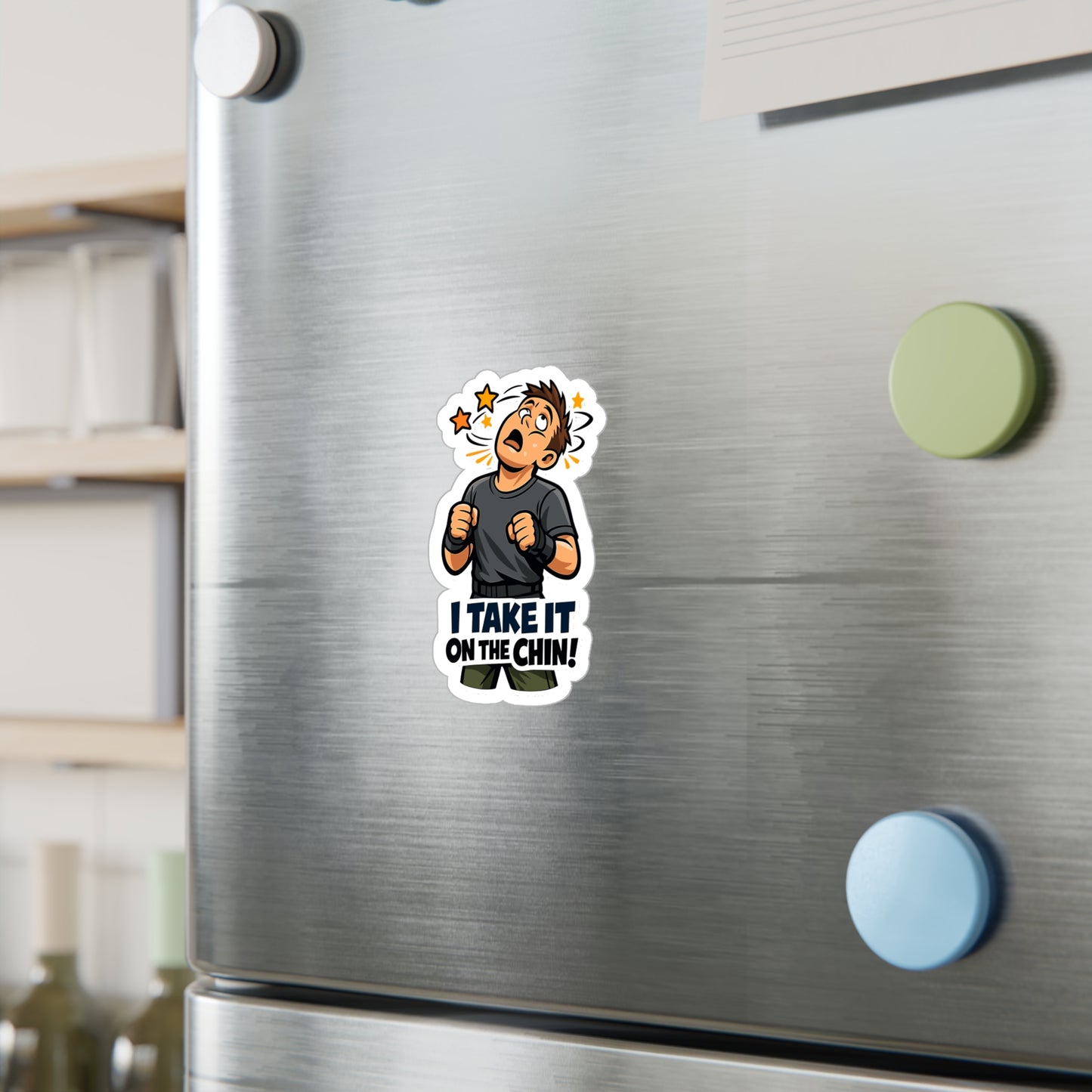 Krav Maga Sticker "I Take It on the Chin!" – Waterproof Vinyl decals for Laptop, Water Bottle, martial arts self defense fitness