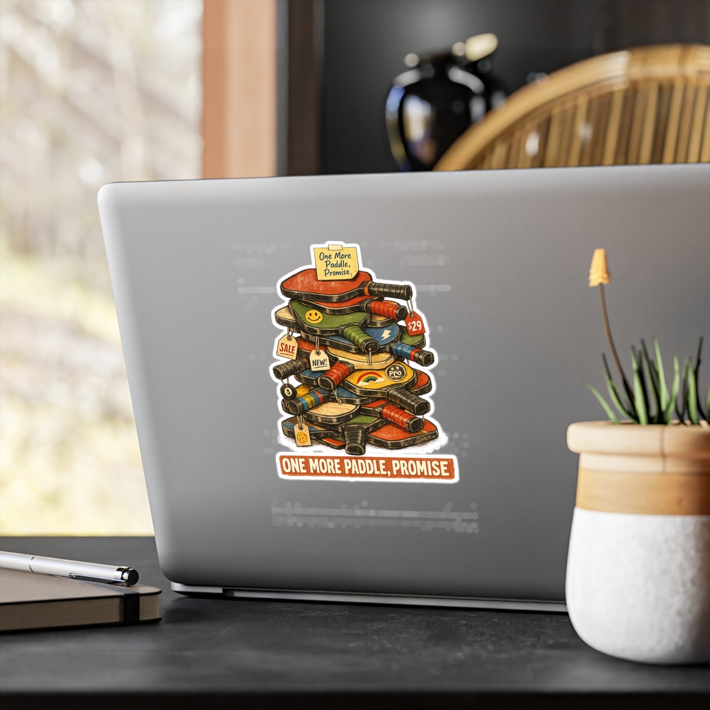 Pickleball Sticker “One More Paddle, Promise” Funny Pickle Athlete Decals Waterproof Vinyl for Laptop, Water Bottle Competition Gear