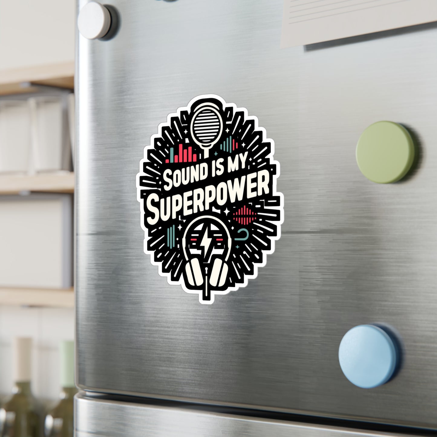 Sound is my superpower - Audio-engineer Sticker for Laptop Sticker. Water Bottle Sticker, Vinyl Monitor Decal - Audio-engineer Gift