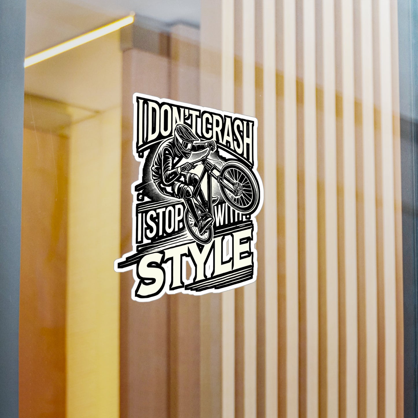 I Don't Crash I Stop With Style – Cycling Sticker for Laptop or Water Bottle | Vinyl Cycling Decal, Cycling Gift for Bikers