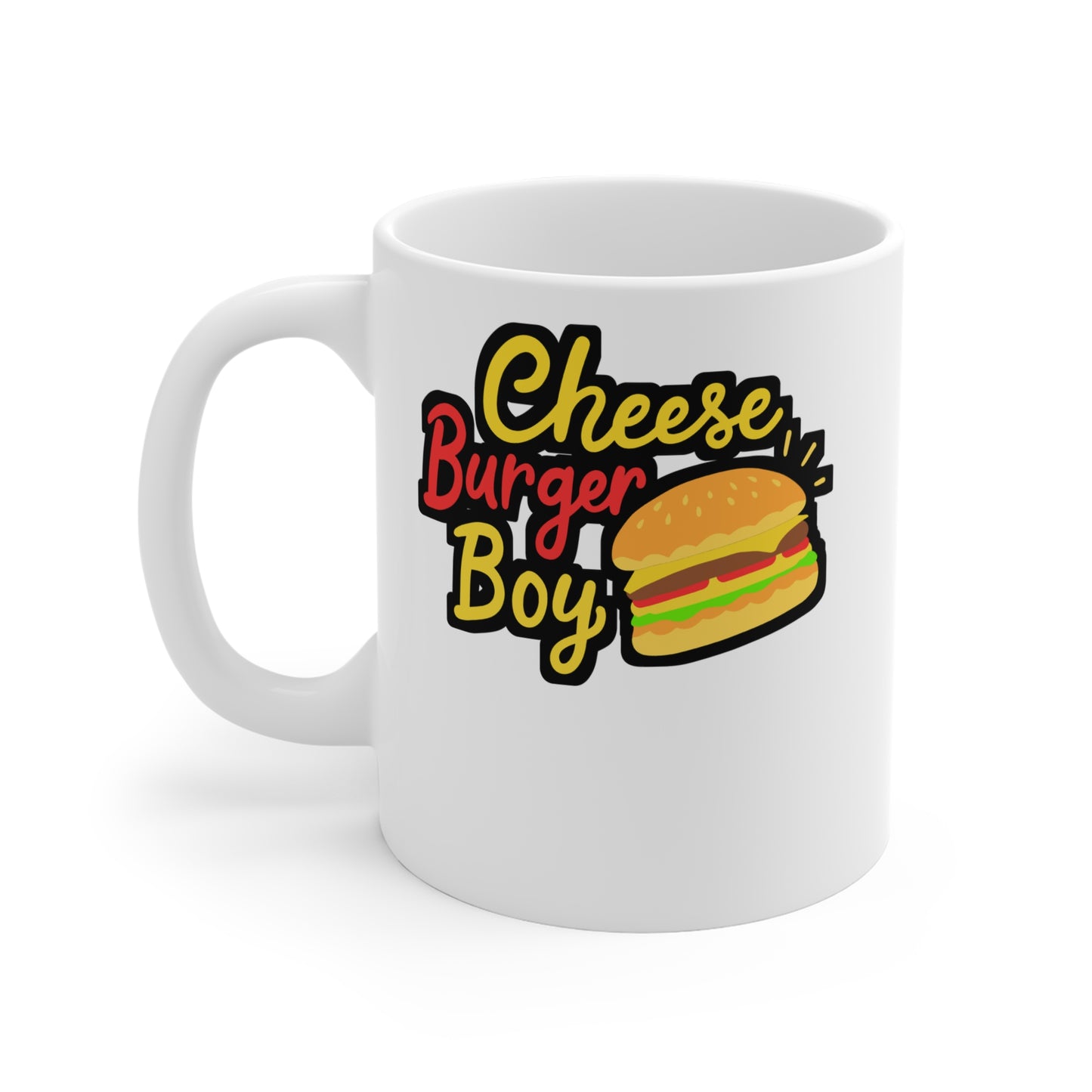 Cheeseburger Boy - Cheeseburger Mug for Coffee 11oz. Cheeseburger Cup, White ceramic, Buns Mug, Burger Tea Cup - Cheeseburger Gift