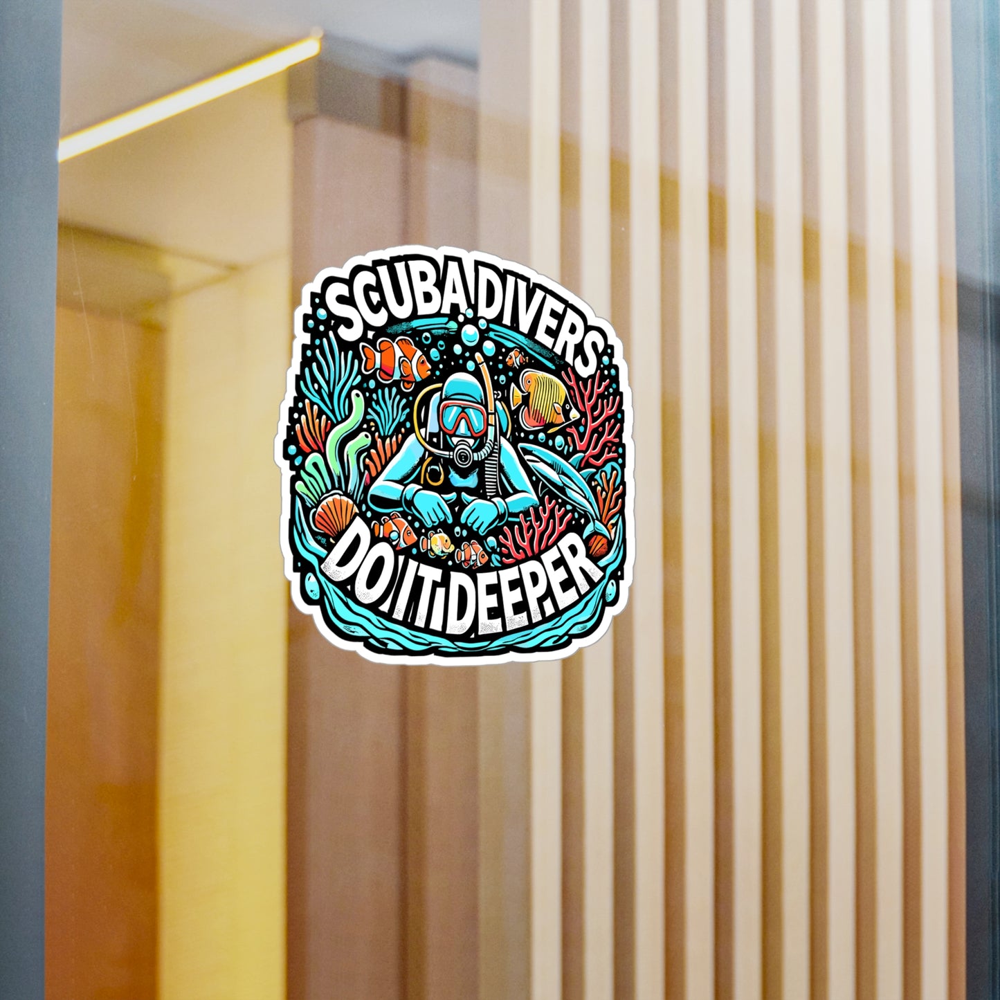 Scuba Divers Do It Deeper – Scuba Diving Sticker for Laptop or Water Bottle | Vinyl Decal, Scuba Gift for Divers