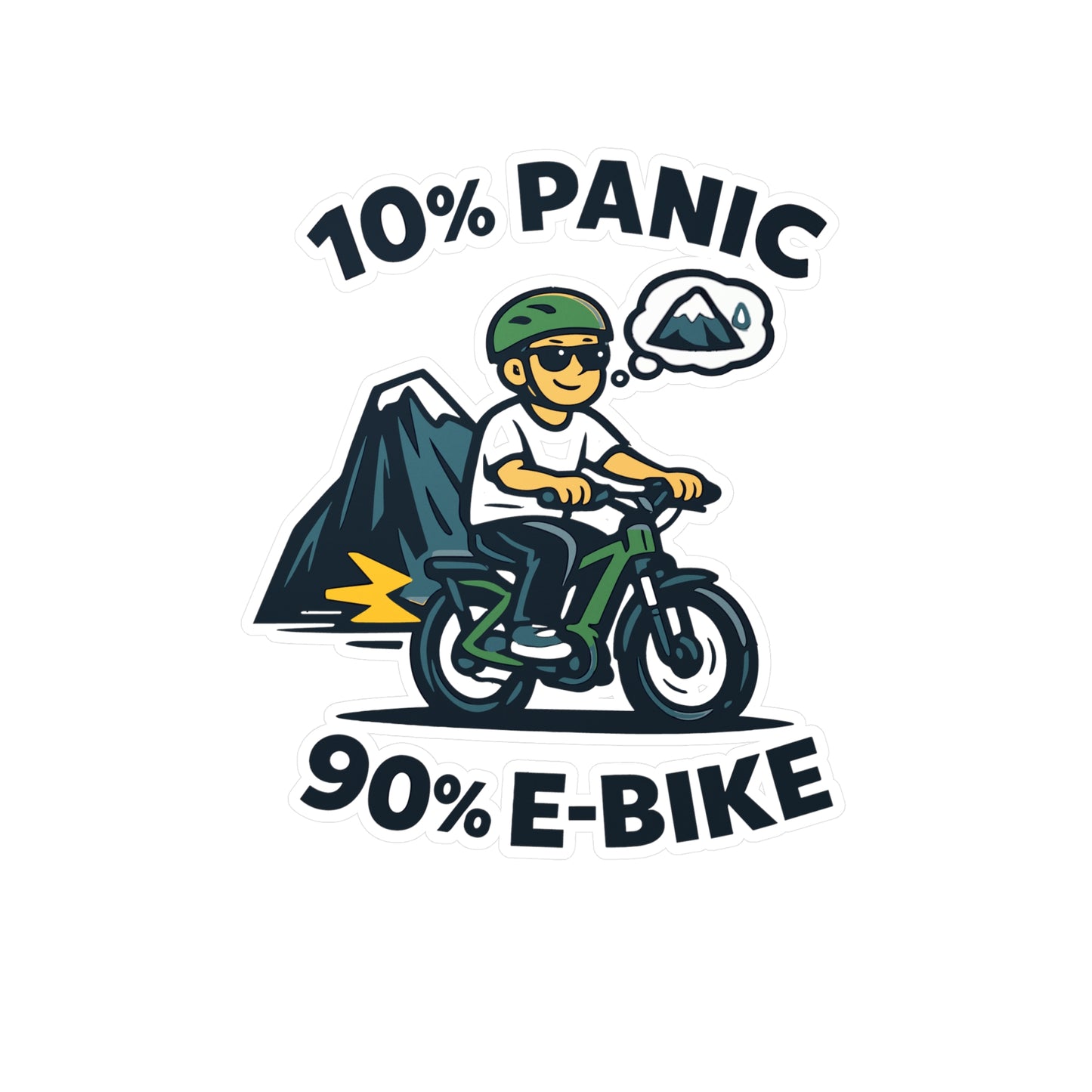 E-Bike Sticker 10% Panic Club Funny Electric Bike Decals Waterproof Vinyl for Laptop, Water Bottle, eCycling e Cyclist