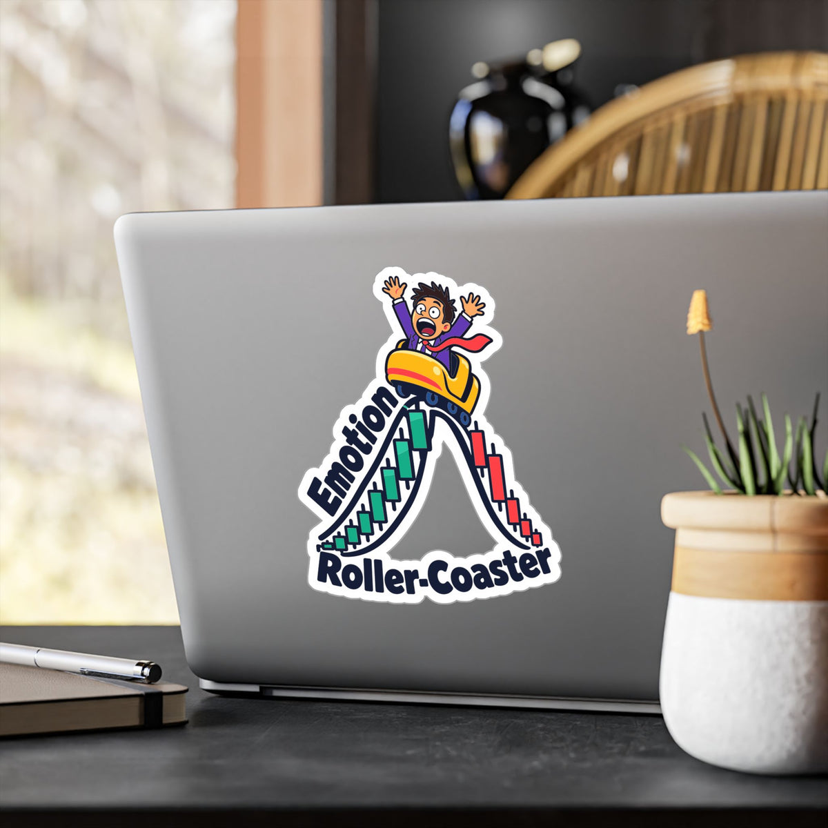 Day Trading Sticker - Emotion Roller-Coaster Design for the Stock Market and Forex Trader, Laptop and Water Bottle Decals