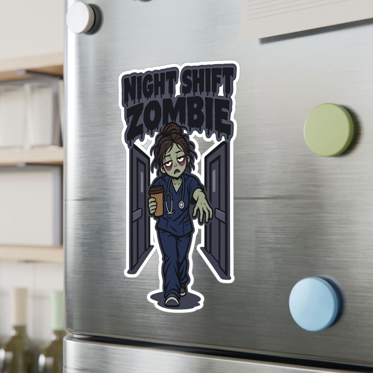 Nurse Sticker Night Shift Zombie Decals for Laptop and Water Bottle, Waterproof Vinyl Nursing Student Gift