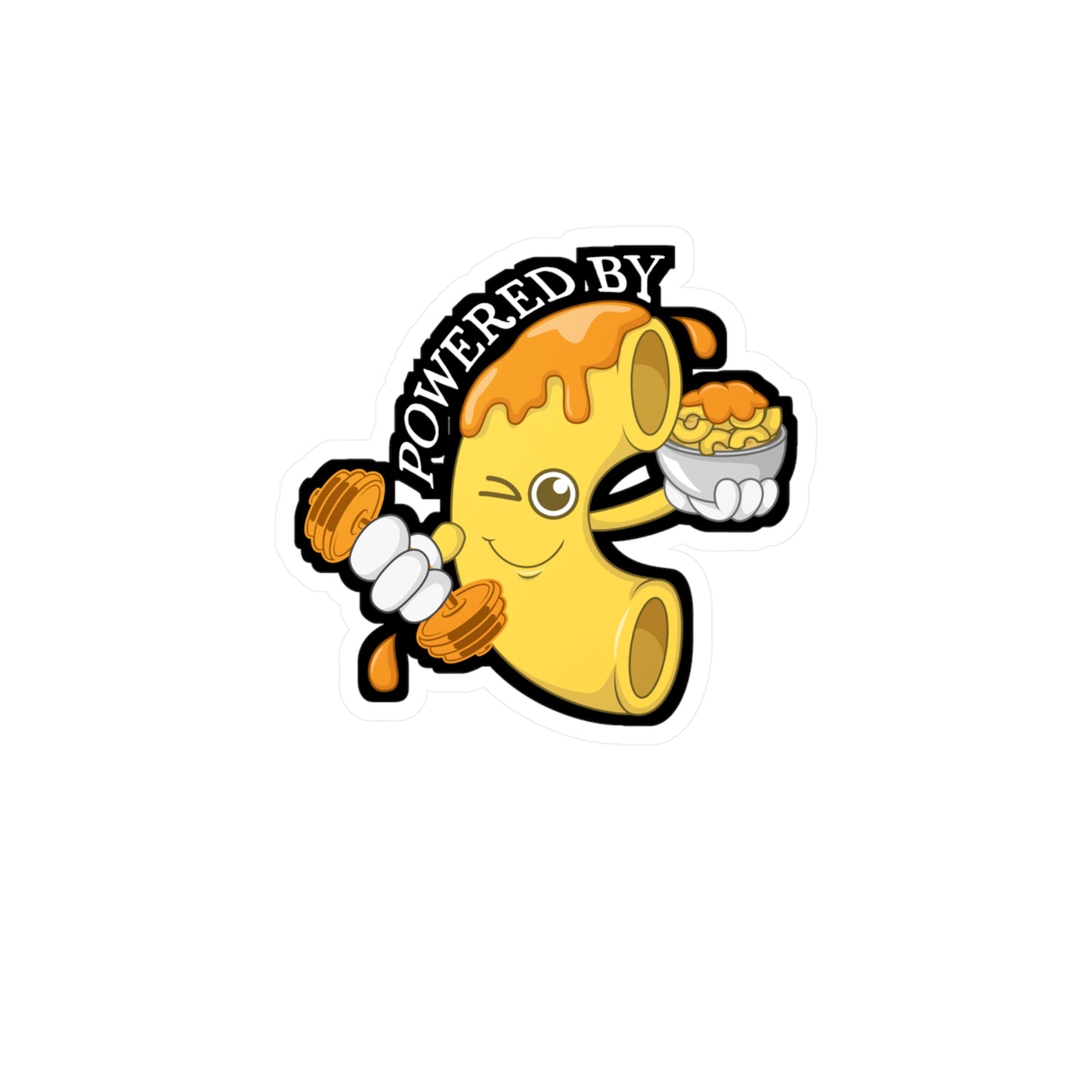 Mac & Cheese Powered By - Macaroni Sticker for Laptop Sticker. Water Bottle Sticker, Vinyl Mac Decal - Macaroni Gift
