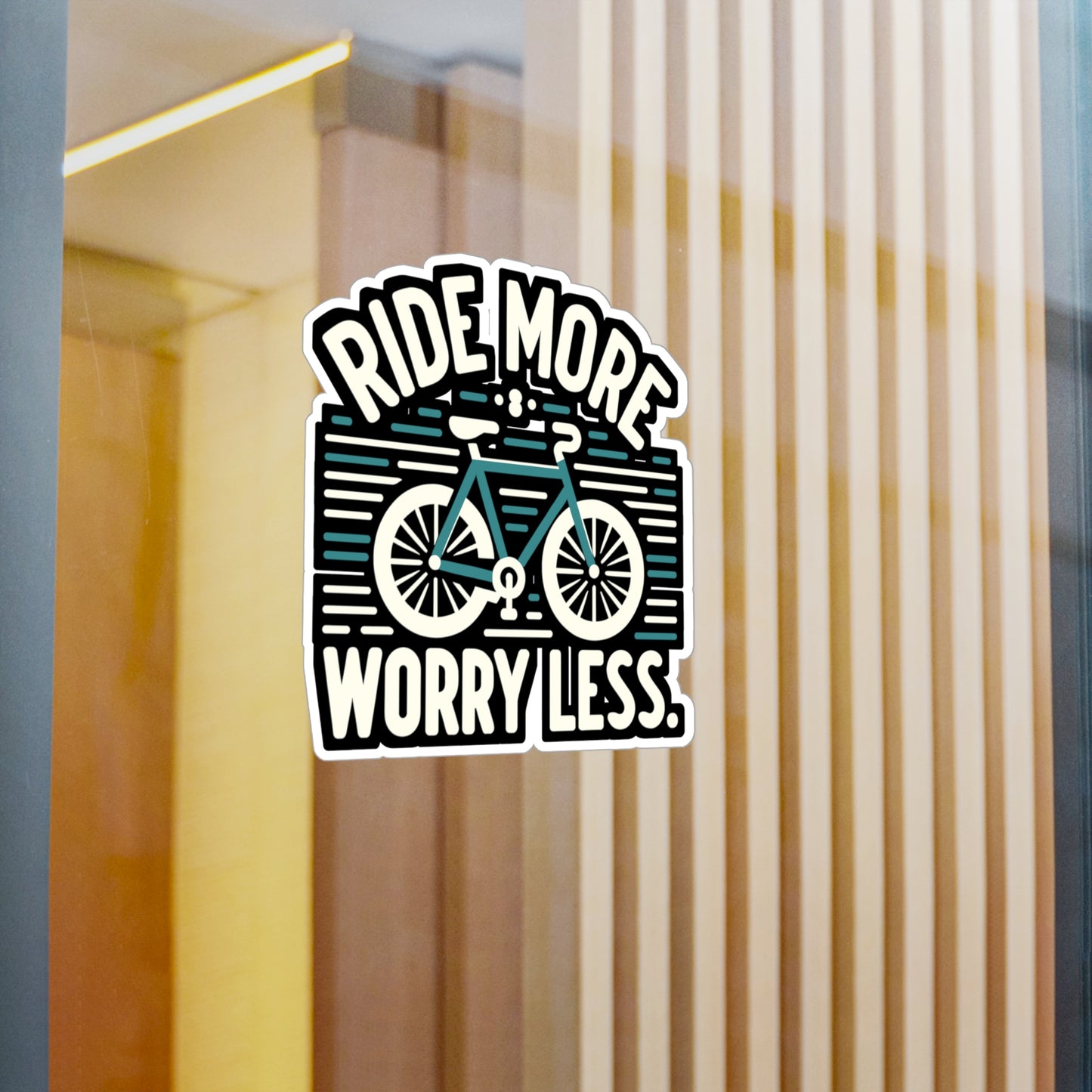 Ride more, worry less - Cycling Sticker for Wall Laptop Sticker. Water Bottle Sticker, Vinyl Cyclist Decal - Cycling Gift