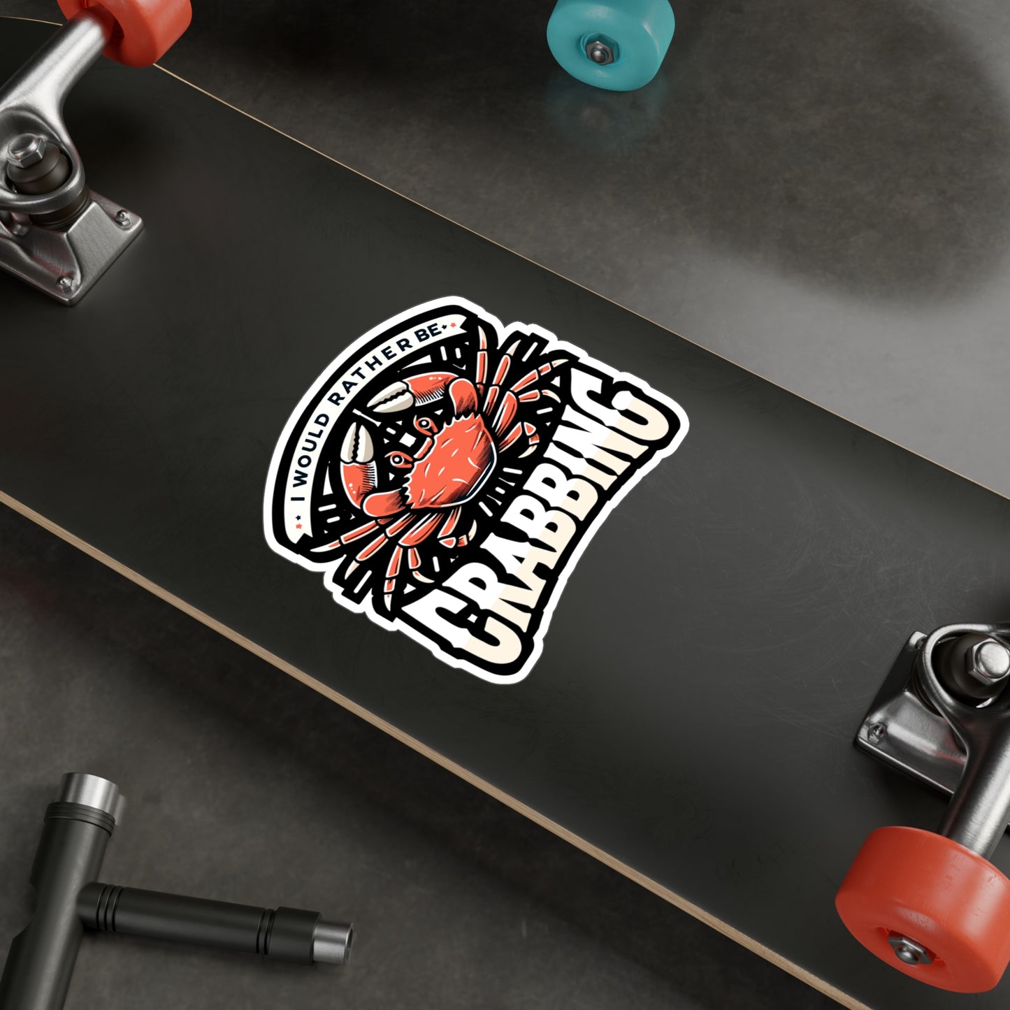 I Would Rather Be Crabbing - Crab Sticker for Laptop Sticker. Water Bottle Sticker, Vinyl Crabbing Decal - Crab Gift