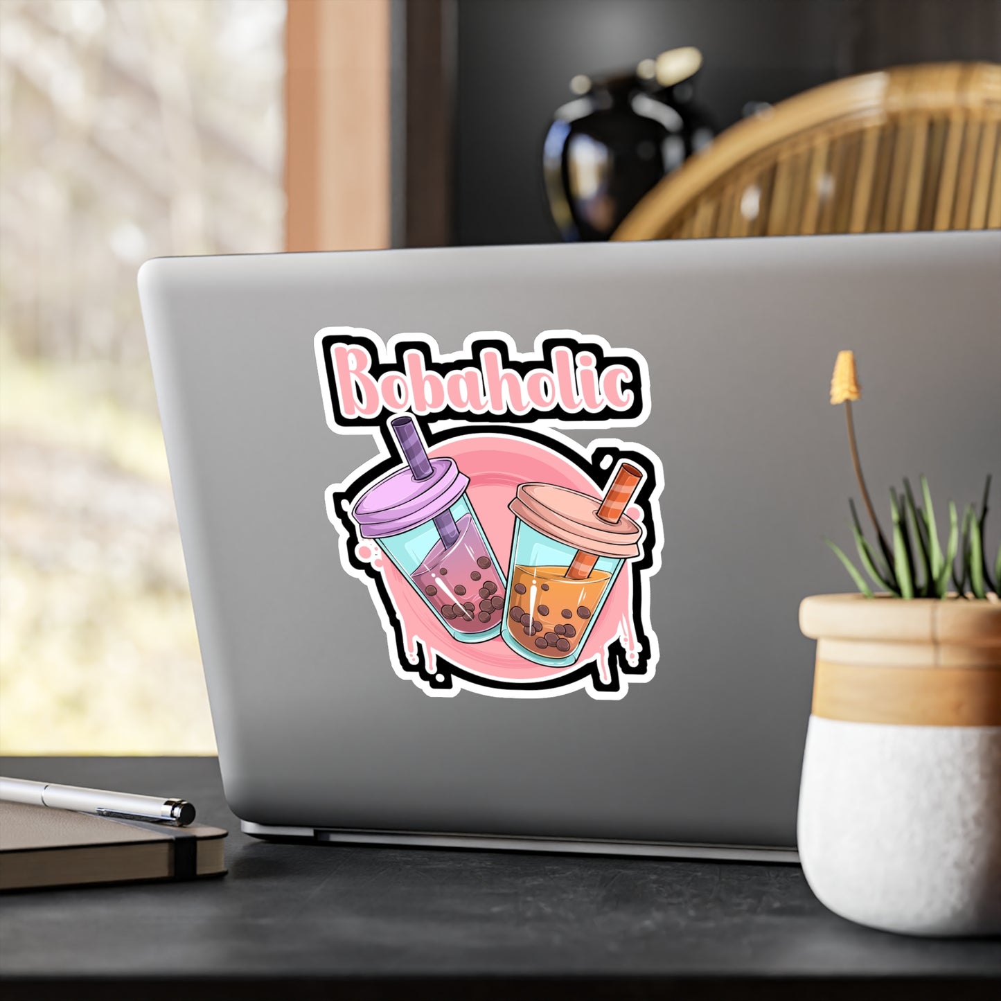 Bobaholic - Dessert Sticker for Wall, Laptop, Window, Truck, Car Dessert Gift Vinyl Food Decal Sticker