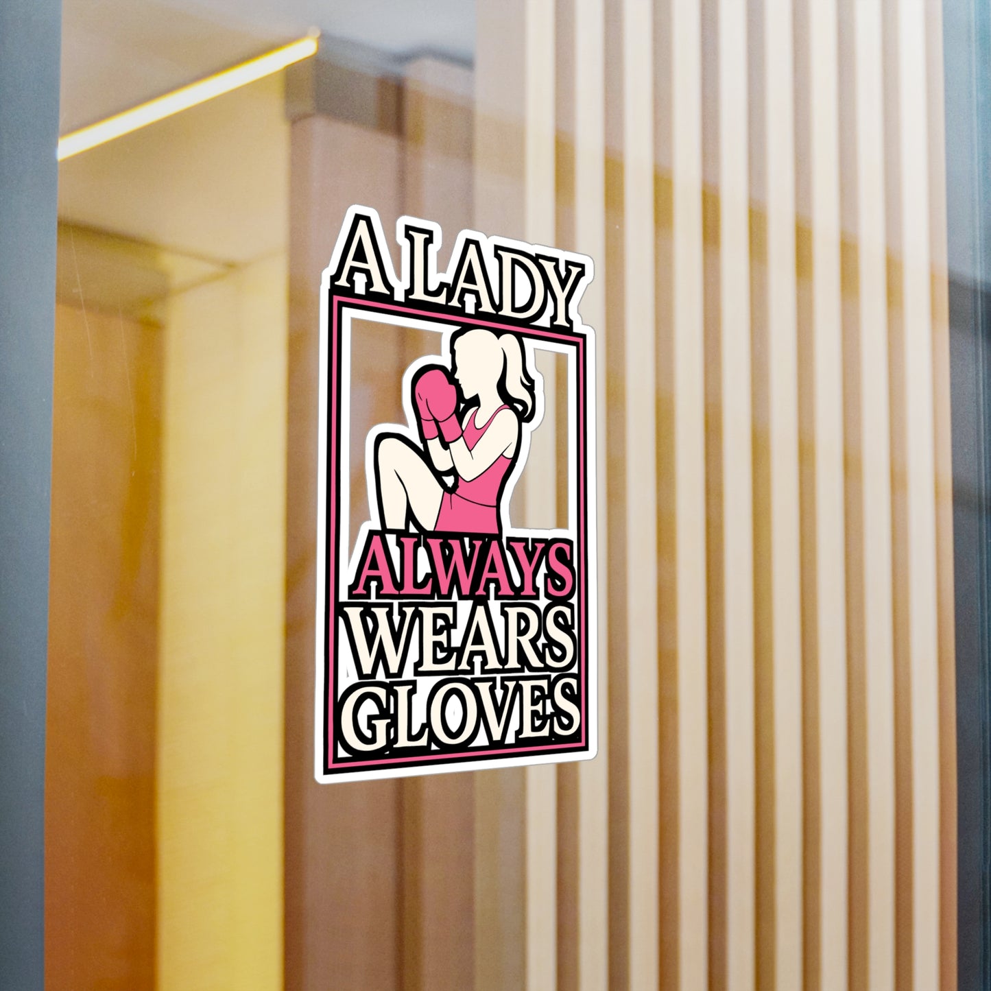 A Lady Always Wears Gloves – Boxing Sticker for Laptop or Water Bottle | Vinyl Kickboxing Decal, Female Fighter Gift