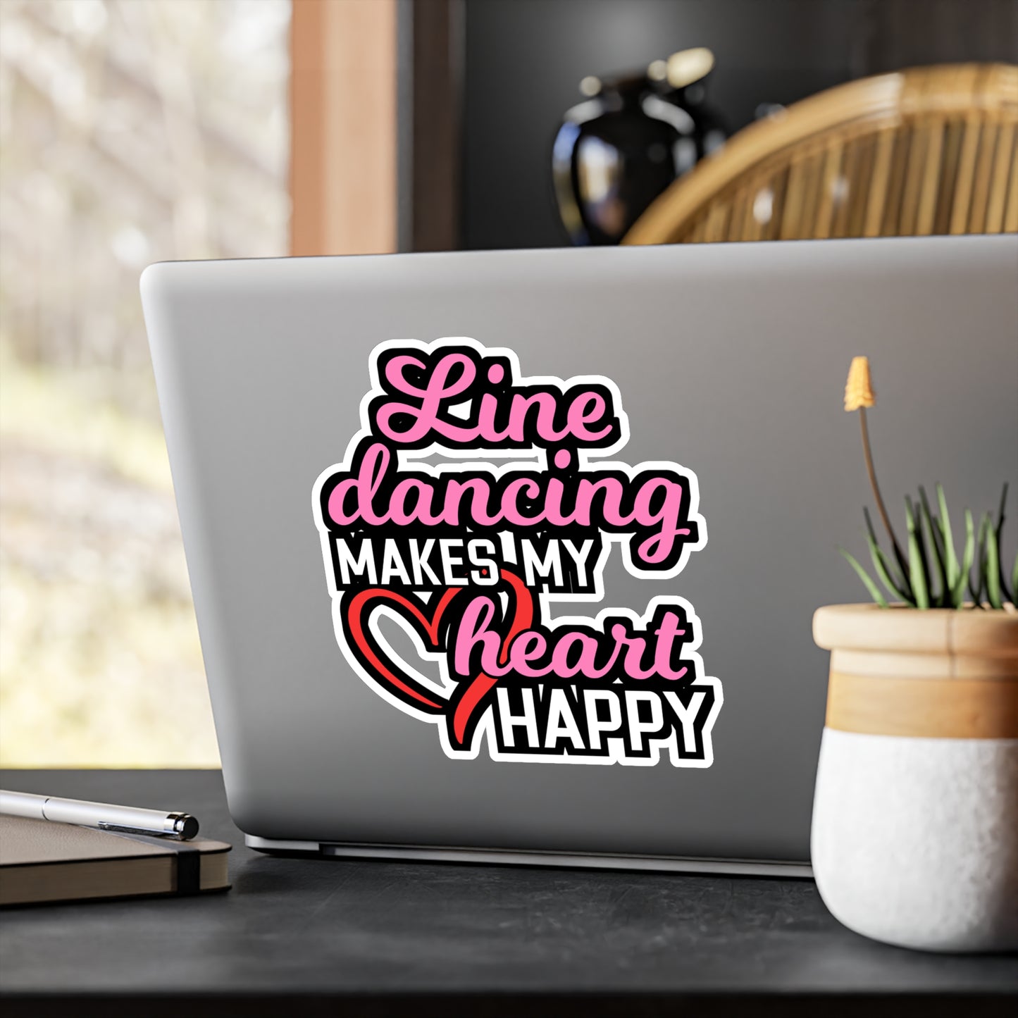 Line Dancing Makes My Heart Happy | Line dance Sticker | Dancer Decals |  country-life Laptop Sticker | Line dance Gift | Dancer Gift