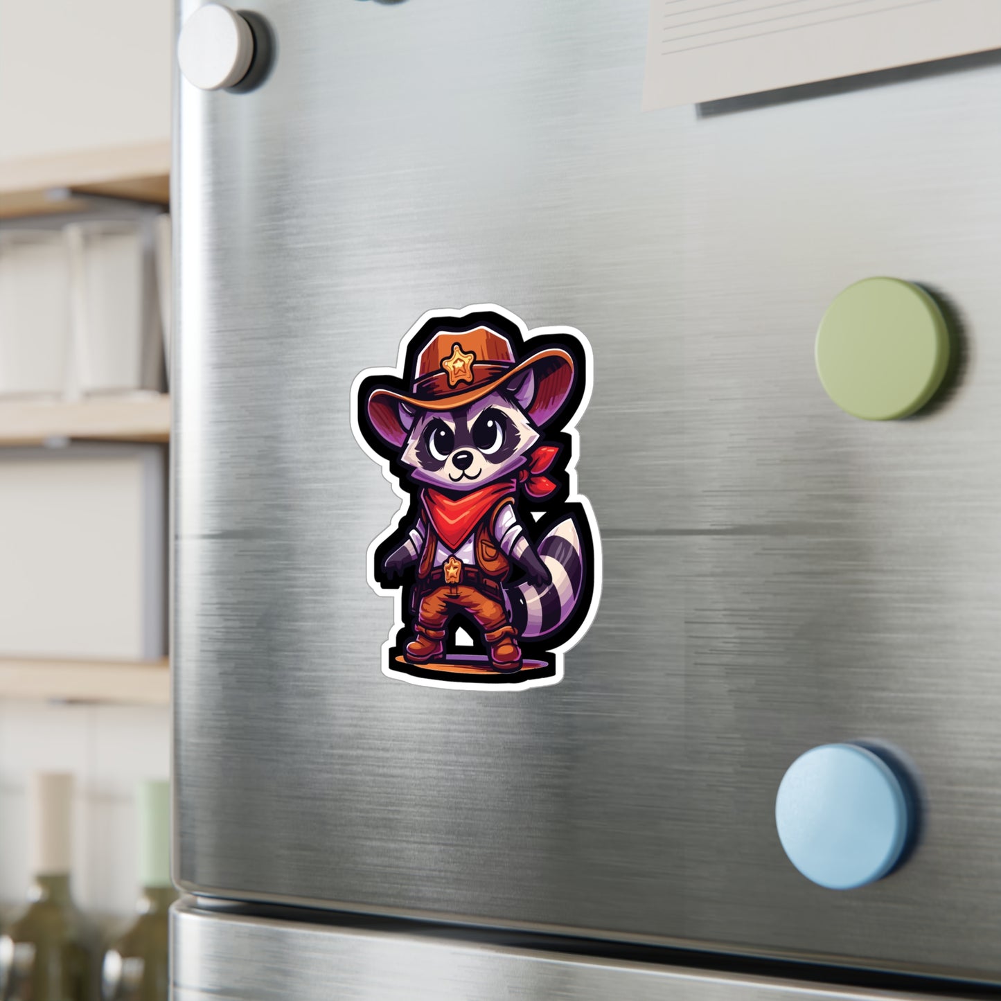 Raccoon Cowboy - Raccoon Sticker for Car Window Laptop Sticker. Water Bottle Sticker, Vinyl Cowboy Decal, Bandana Sticker - Raccoon Gift