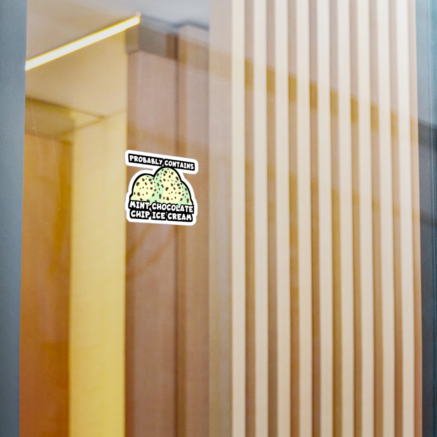 Probably Contains Mint Chocolate Chip Ice Cream | Icecream Sticker | Mint Decals | Chocolate Laptop Sticker | Icecream Gift | Mint Gift