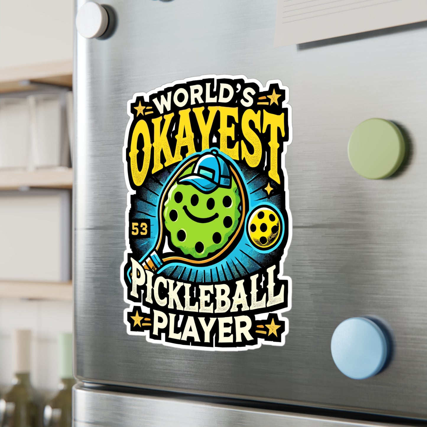 World's Okayest Pickleball Player - Pickleball Sticker for Laptop Sticker. Water Bottle Sticker, Vinyl Dink Decal - Pickleball Gift