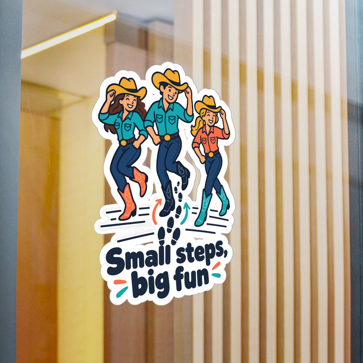 Line Dance Sticker – Small Steps, Big Fun Design for Country Dancers, Western Decals for Laptop & Water Bottle