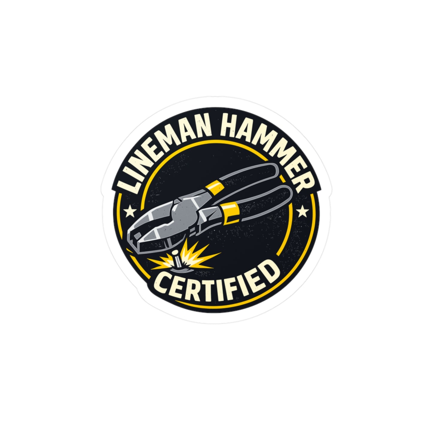 Electrician Sticker Lineman Hammer Certified – Waterproof Vinyl Decals for Laptop, Tool Box, Wire Cable Stripper Theme