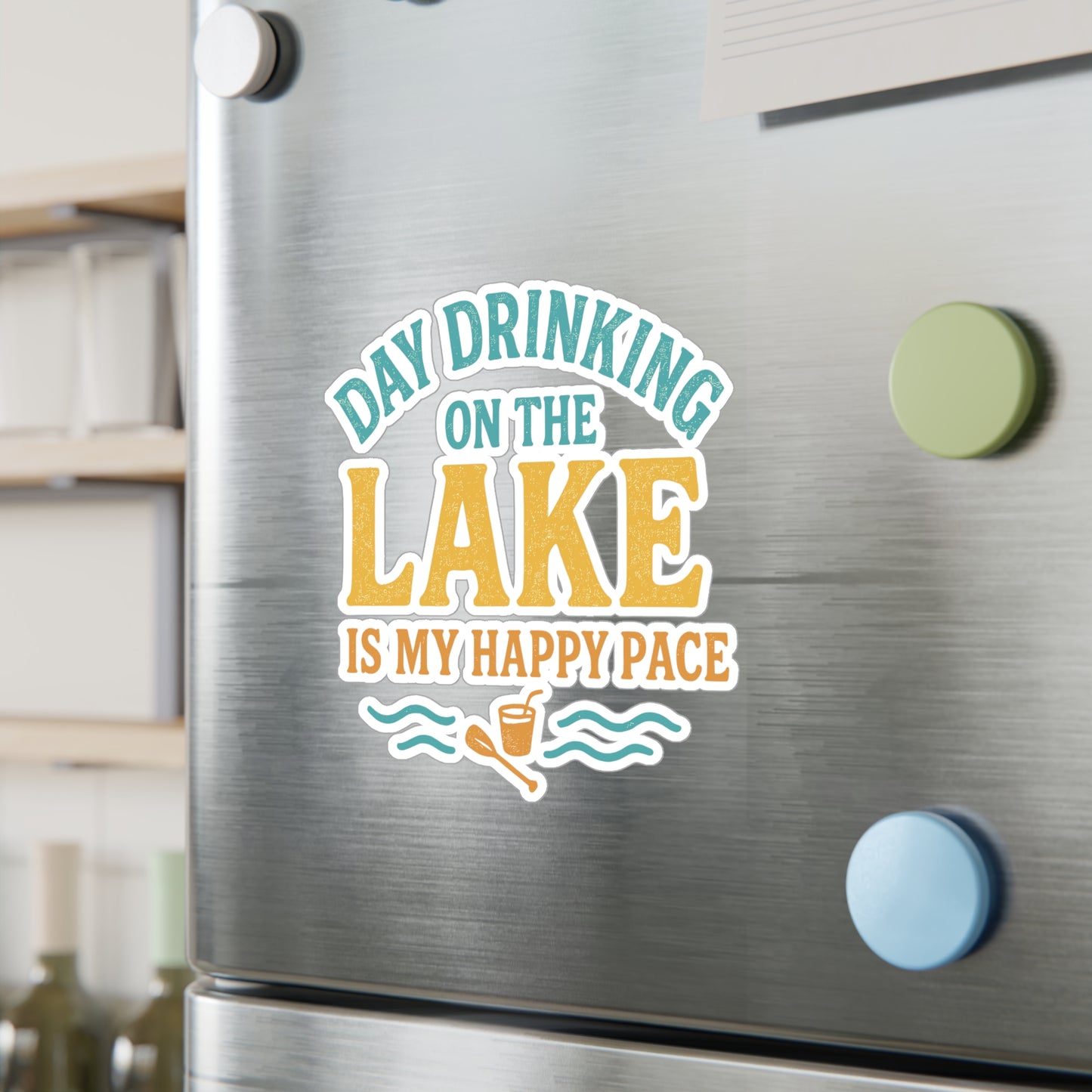 Day Drinking On The Lake Is My Happy Place – Boating Sticker for Laptop or Water Bottle – Funny Gift for Lake Lovers and Outdoor Enthusiasts