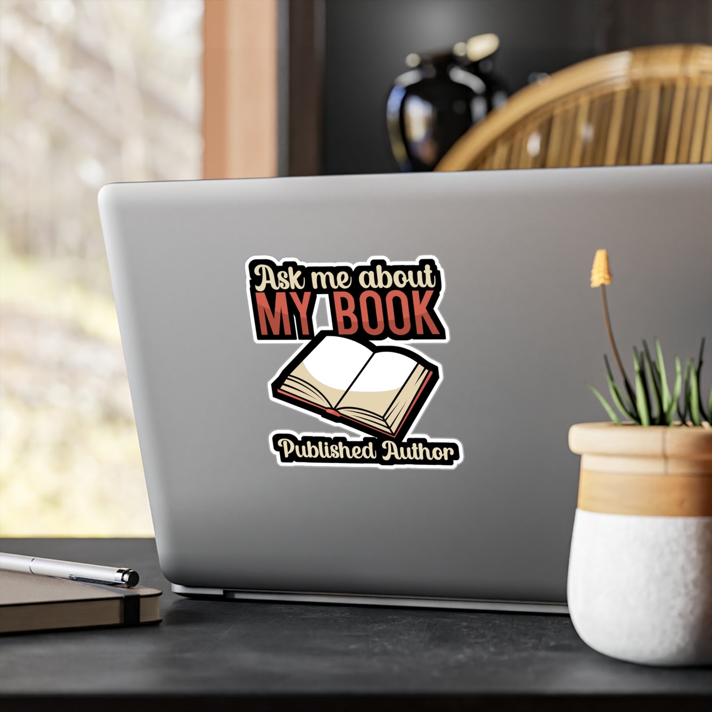 Ask me about my book Published Author - Author Sticker for Wall, Laptop, Window, Truck, Car Author Gift Vinyl Writer Decal Sticker