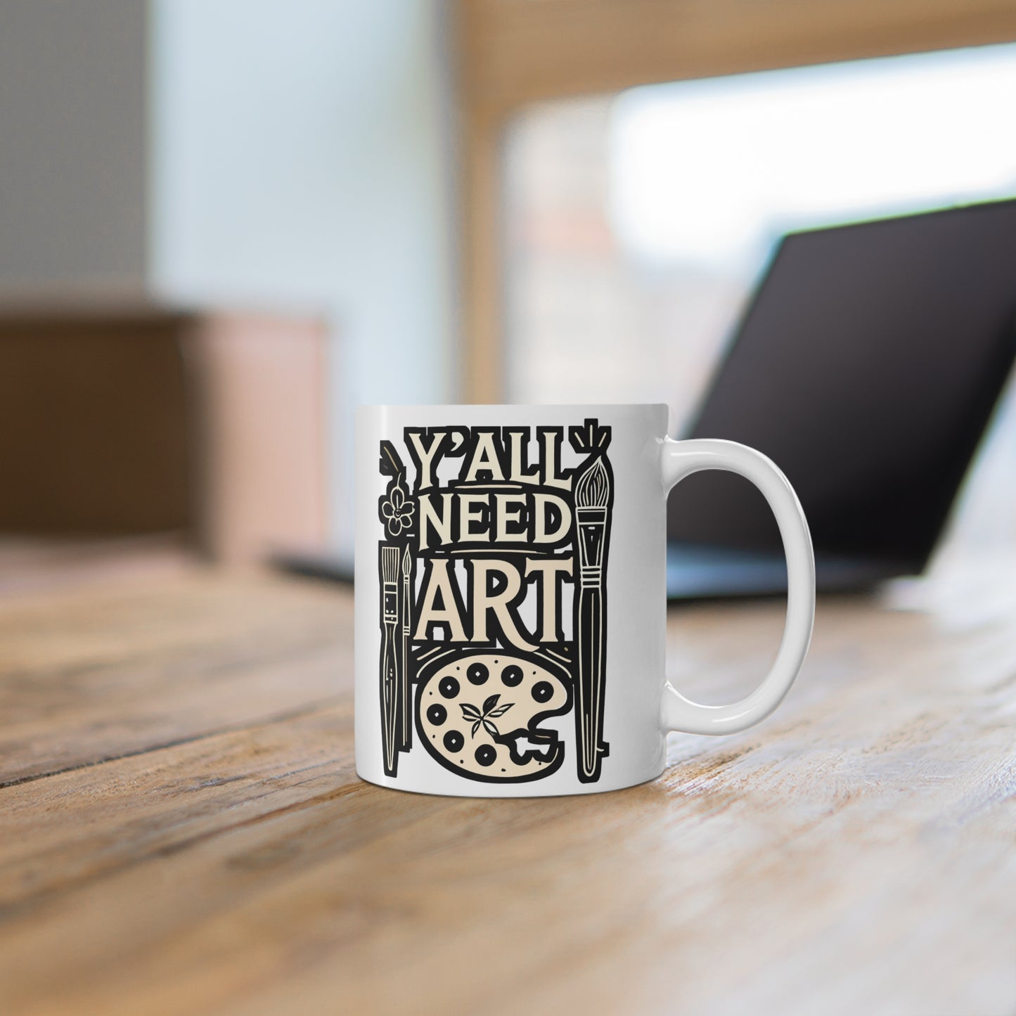 Y'all Need Art - Art-teacher Mug for Coffee 11oz. Art-teacher Cup, White ceramic, Artist Mug, Art Tea Cup - Art-teacher Gift