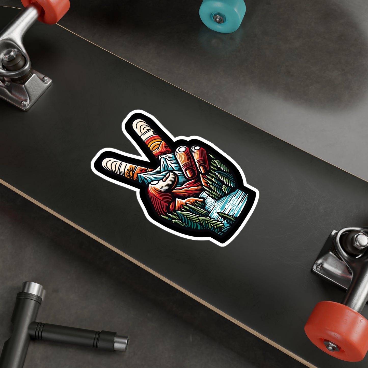 Peace Outdoor Forest Camping - Camping Sticker for Laptop, Wall Sticker. Water Bottle Sticker, Vinyl Adventure Decal - Camping Gift