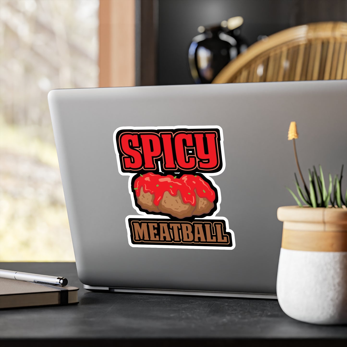 Spicy Meatball - Meatball Sticker for Car Window Laptop Sticker. Water Bottle Sticker, Vinyl Italian Decal, Cuisine Sticker - Meatball Gift