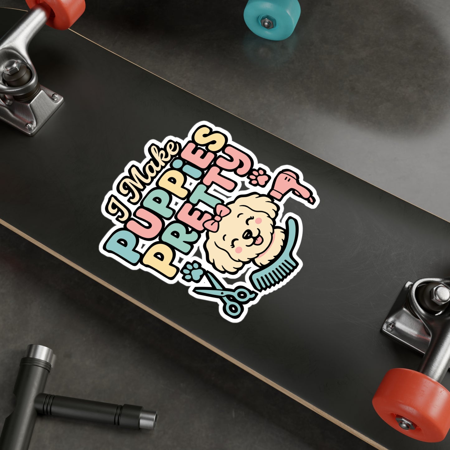 I Make Puppies Pretty – Dog Groomer Sticker for Laptop, Water Bottle & Pet Lovers