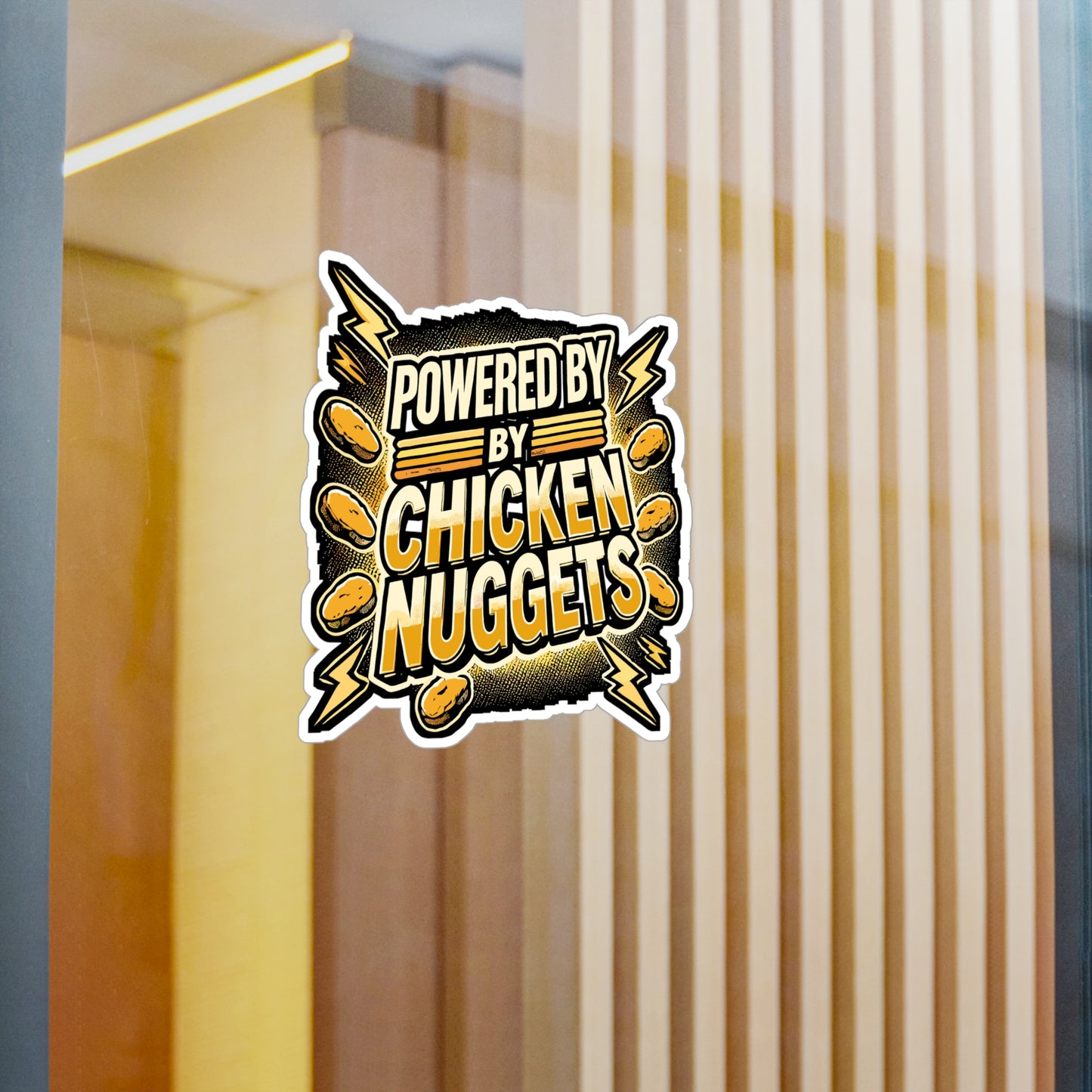 Powered By Chicken Nuggets – Funny Chicken Nugget Sticker for Laptop, Water Bottle or Notebook | Cute Chick Gift Idea