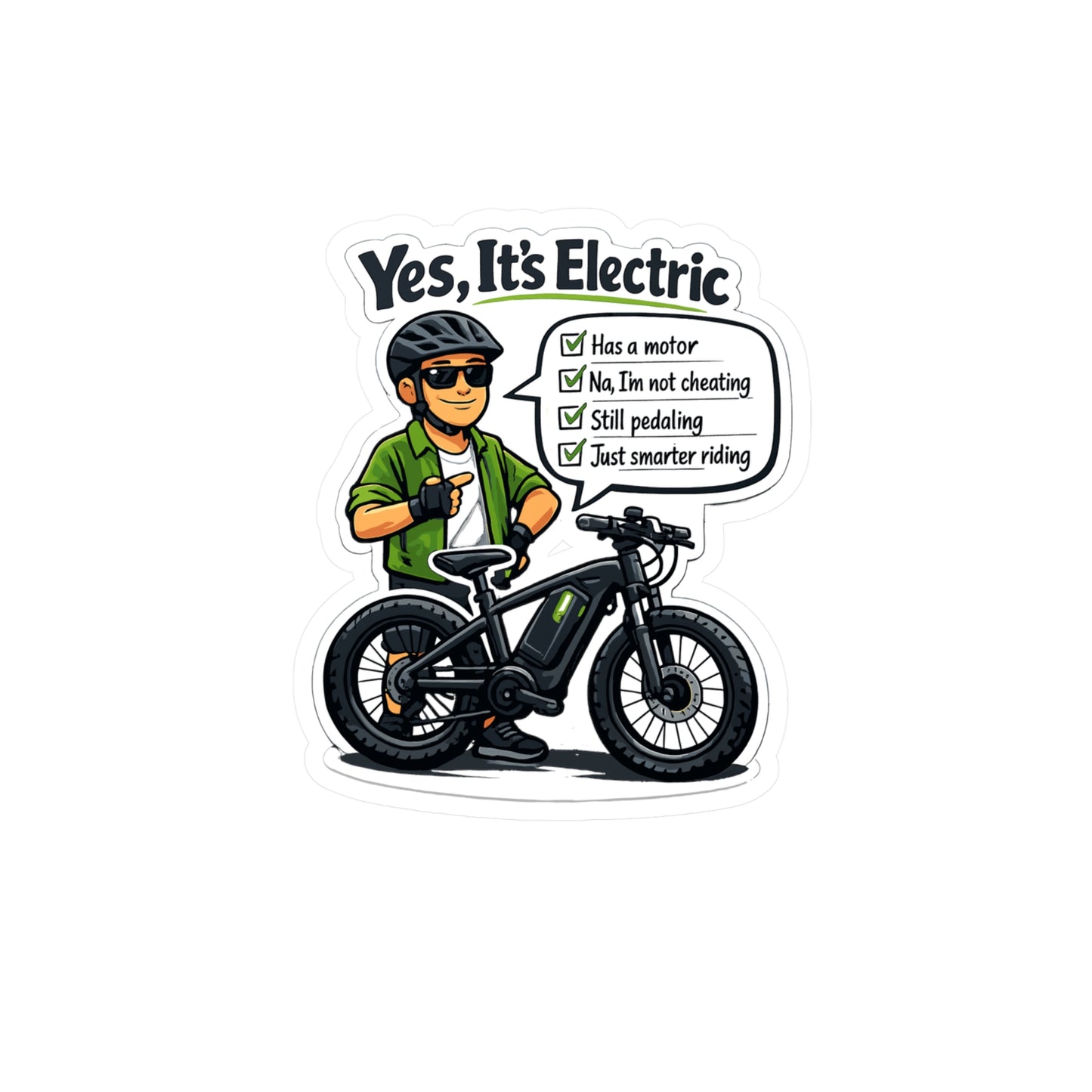 E-Bike Sticker Yes, It’s Electric - Waterproof Vinyl Decals for Electric Bike, Laptop, Water Bottle, eCycling e Cyclist