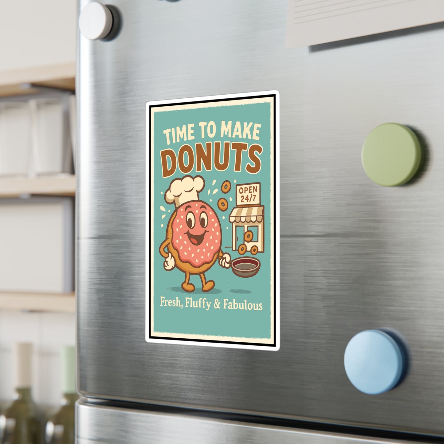Time To Make Donuts - Donut Sticker for Laptop, Water Bottle - Gift for Donut Lovers, Office, Students, Cute Food Design
