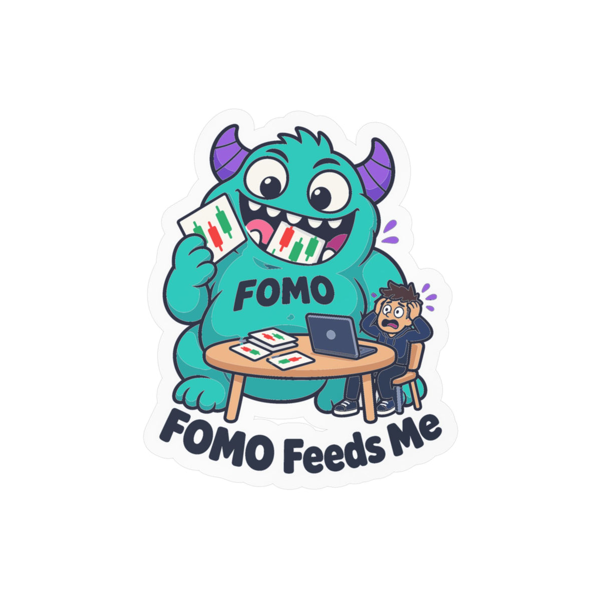 Day Trading Sticker - FOMO Feeds Me Trader Decals for Stock Market and Forex Fans, Laptop or Water Bottle