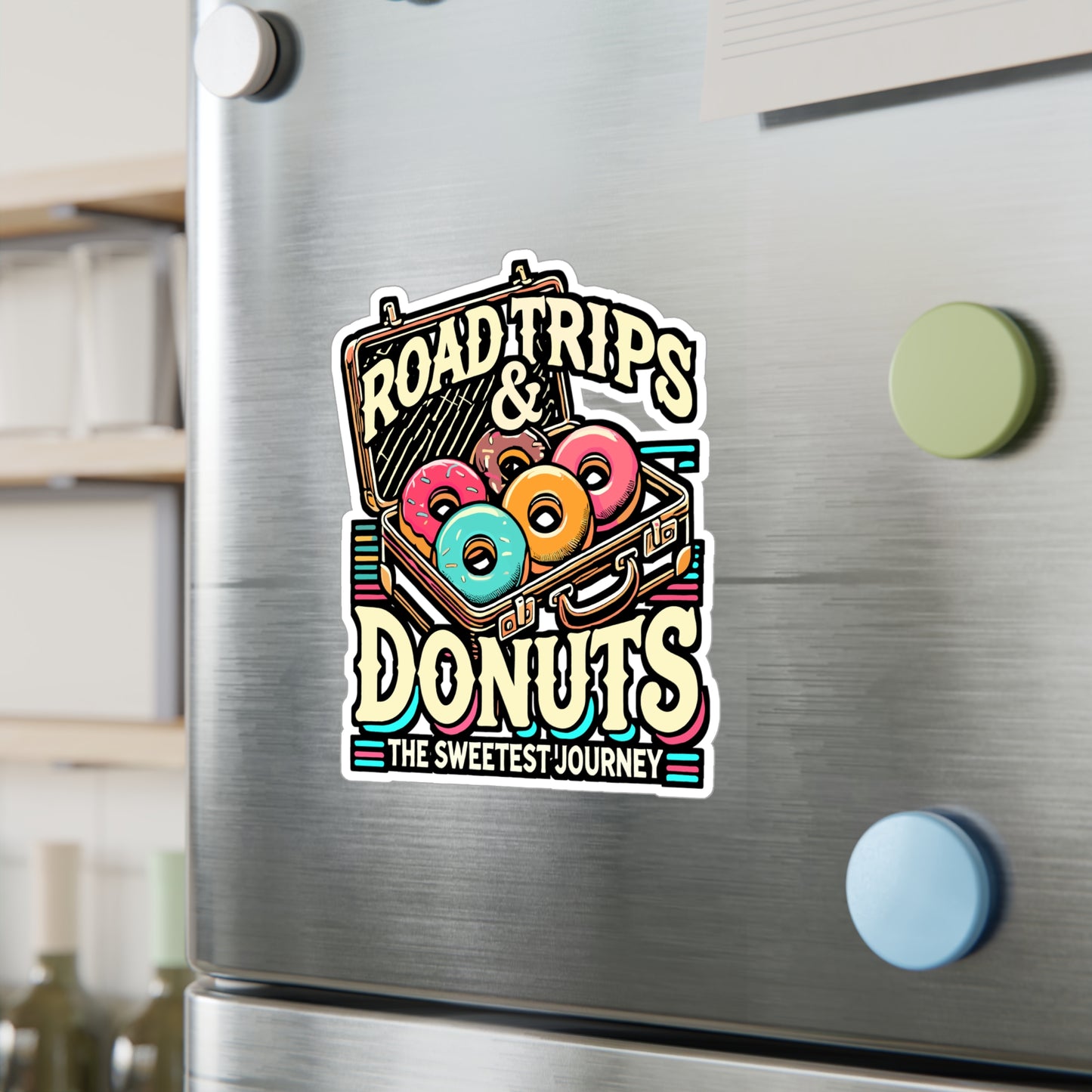 Road Trips and Donuts – Vinyl Decal for Laptop & Water Bottle | Road Trip Gift | Fun Donuts Sticker for Travel Lovers