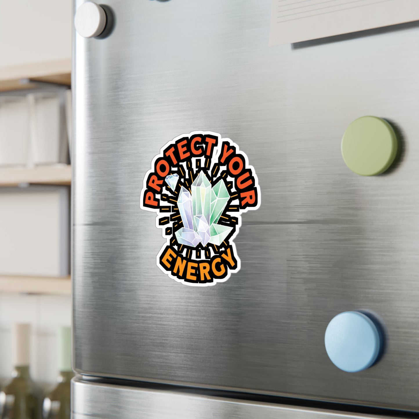 Protect Your Energy - Crystals Sticker for Laptop Sticker. Water Bottle Sticker, Vinyl Gemstones Decal - Crystals Gift