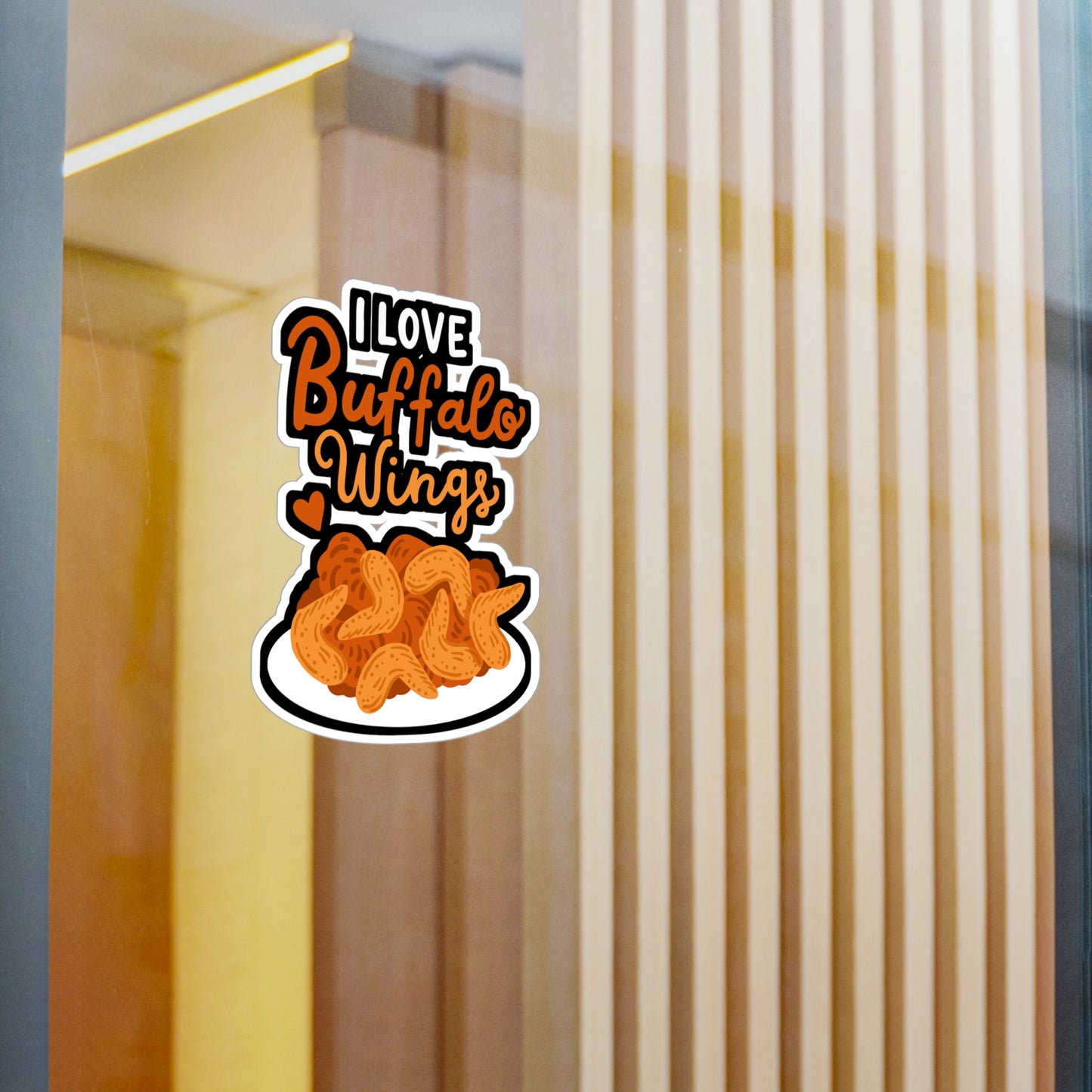 I Love Buffalo Wings - Chicken-wings Sticker for Laptop Sticker. Water Bottle Sticker, Vinyl Buffalo Decal - Chicken-wings Gift